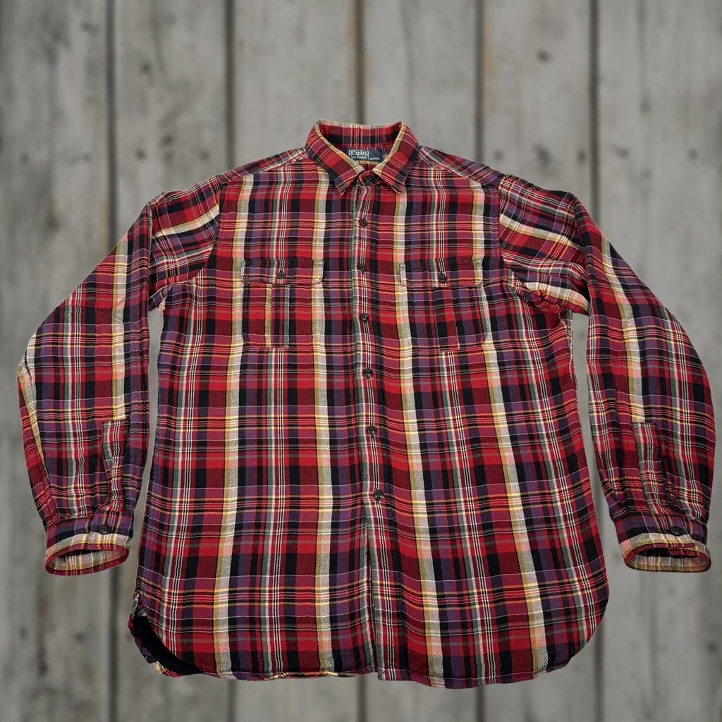 Polo Ralph Lauren Polo Ralph Lauren Shirt Men L Red Plaid Flannel Button Up 90s Vintage Christmas Casual Outdoor Winter Fall Weather Size US L / EU 52-54 / 3 - 1 Thumbnail