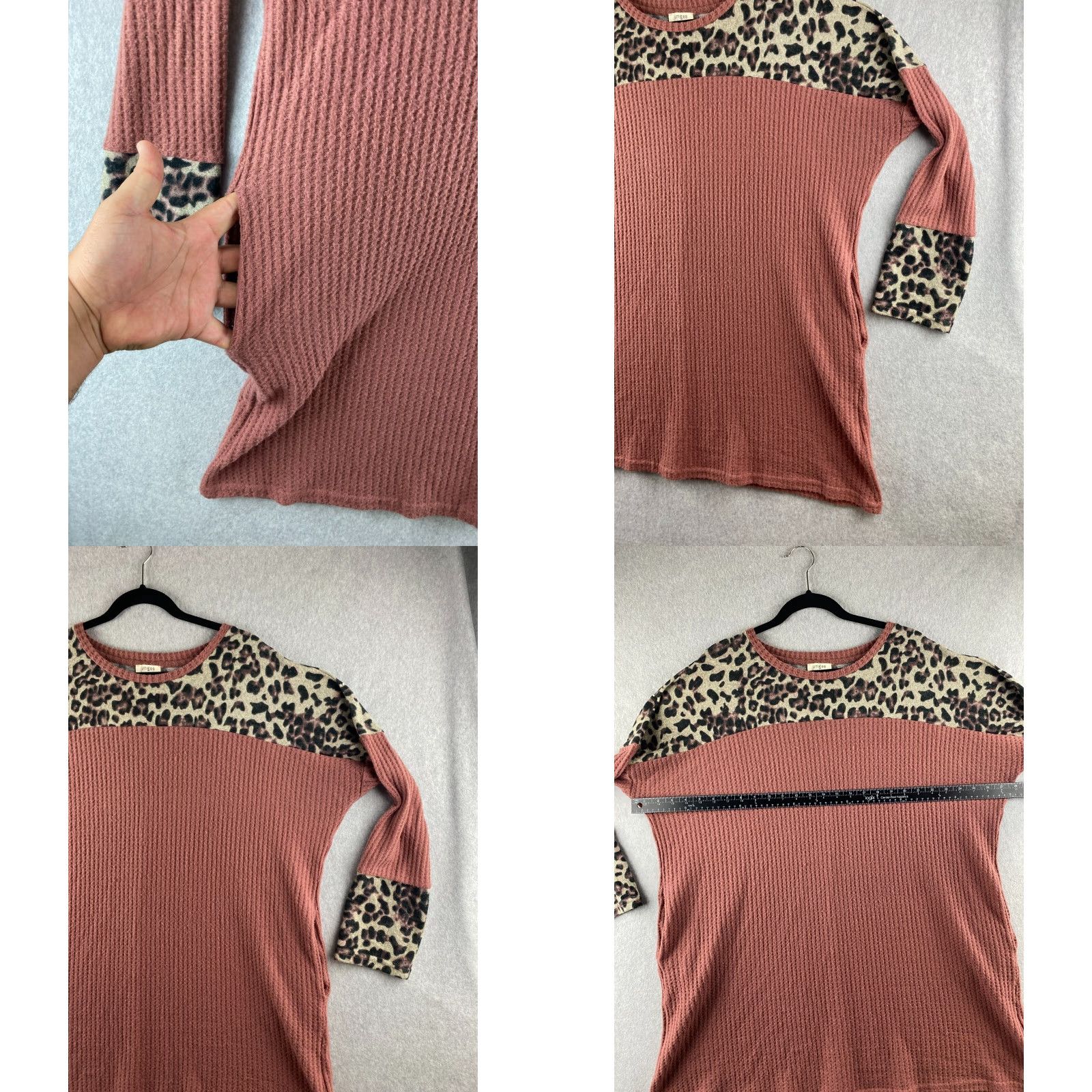 Pinko UMGEE Sweater Womens Medium M Pink Leopard Print Pullover Waffle Knit Knit? Size M / US 6-8 / IT 42-44 - 8 Thumbnail