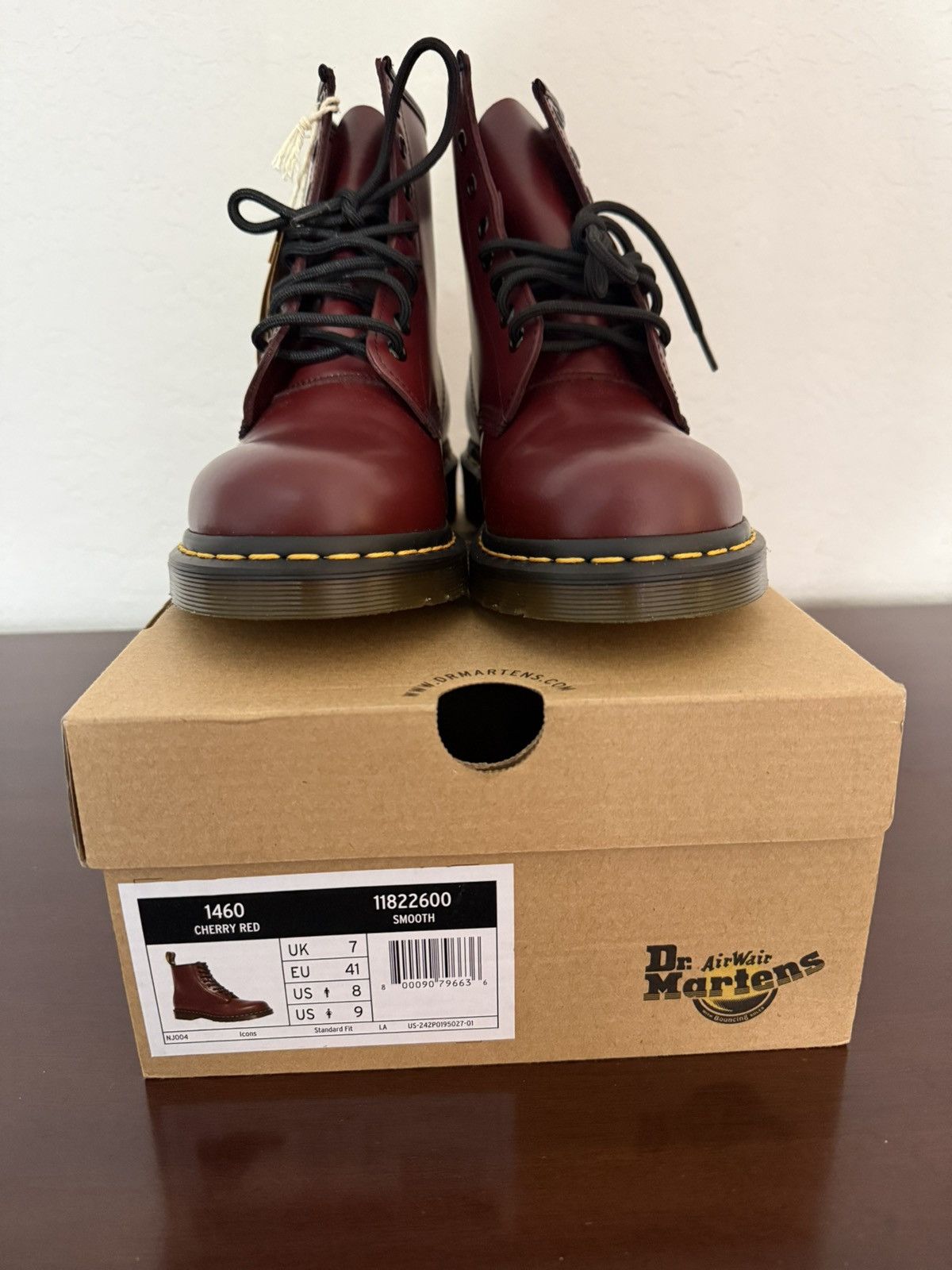 Dr. Martens NWT Dr. Martens 1460 Smooth Leather Lace Up Cherry Red Boots Size US 8 / EU 41 - 5 Thumbnail