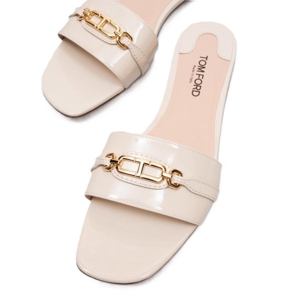 Tom Ford o1loc1c0326 W3526 Patent Leather Flip Flops in ivory Size US 9 / IT 39 - 4 Thumbnail