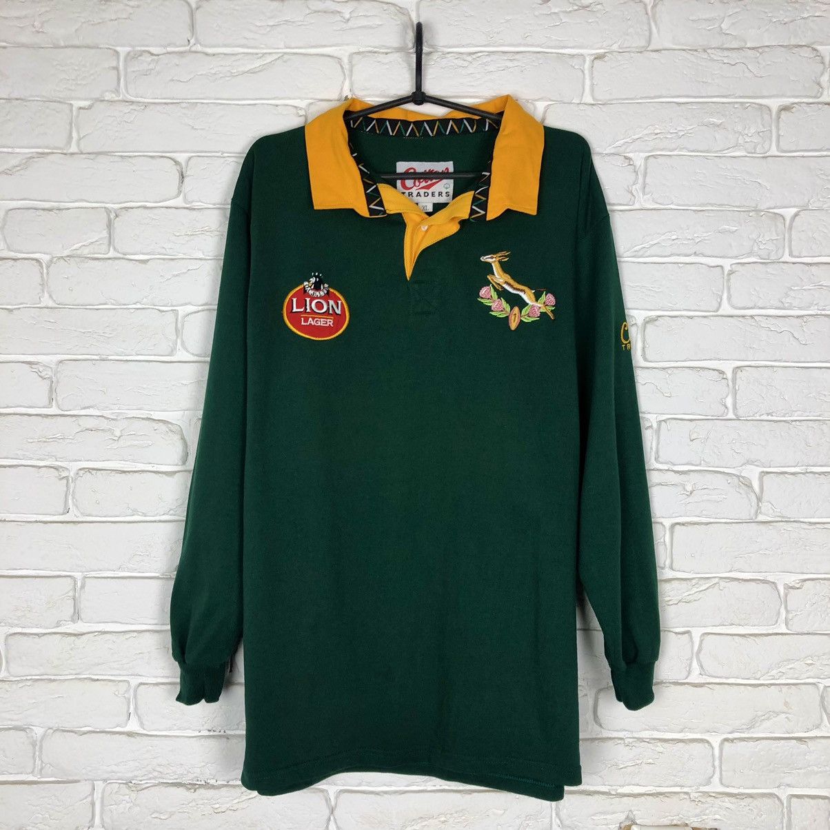 image of Cotton Traders x Jersey South Africa 1992 Sa Sprigboks Rugby Vintage Jersey in Green/Yellow (Size X