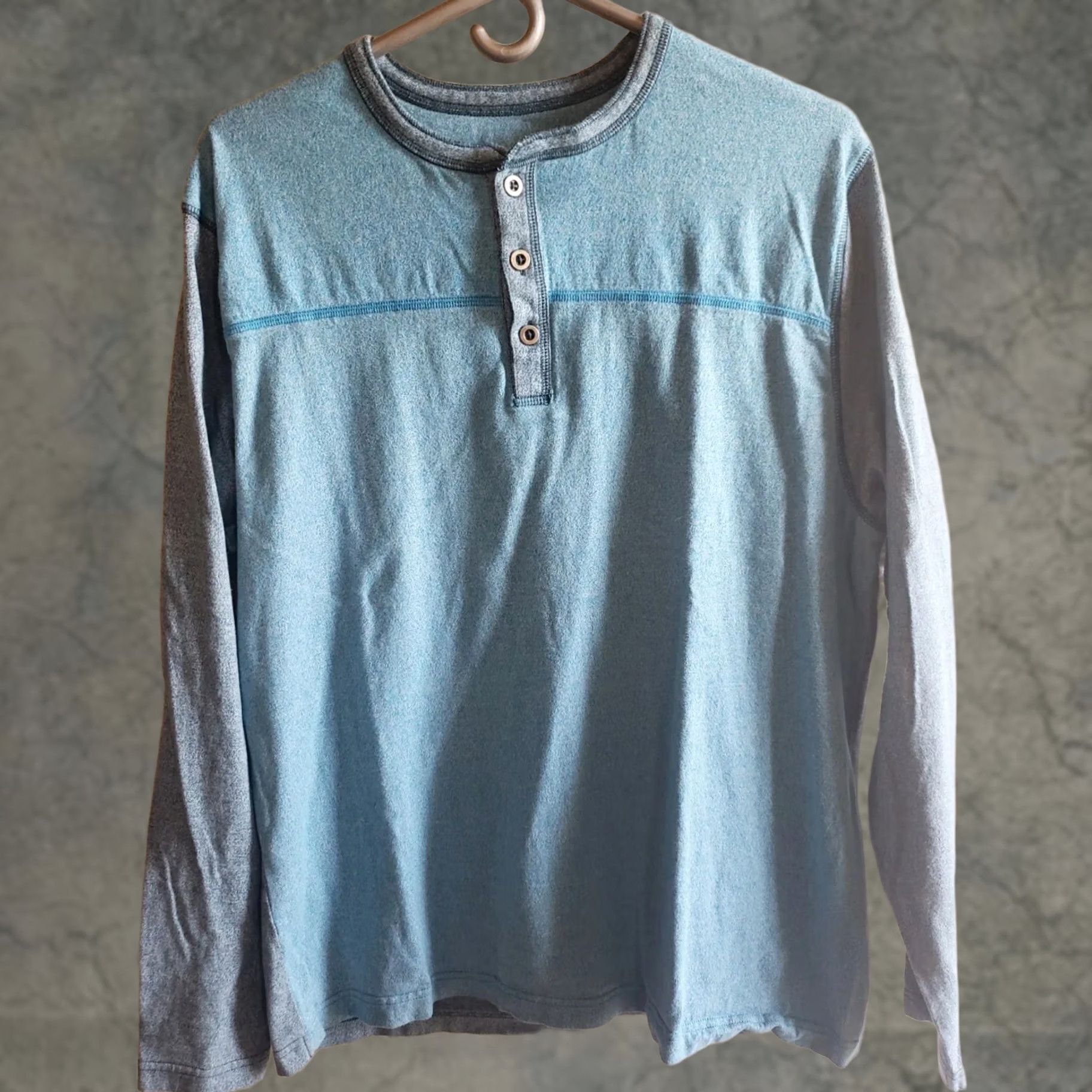Vintage Ocean & Coast Blue On Blue LONG SLEEVE SHIRT Henley L Men Regular Size US L / EU 52-54 / 3 - 1 Thumbnail