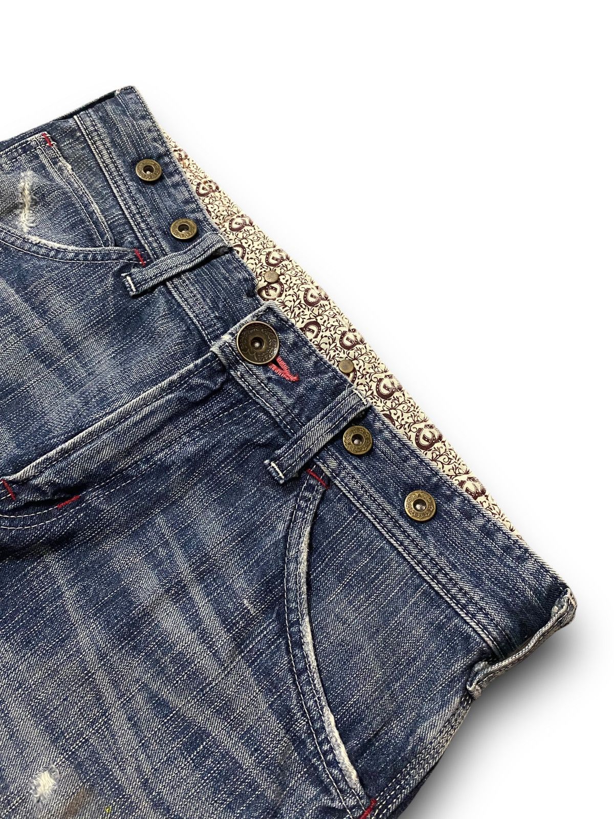 Edwin FLARE Edwin 503 Blue Trip Distressed Splash Paint Denim Size US 33 - 5 Thumbnail