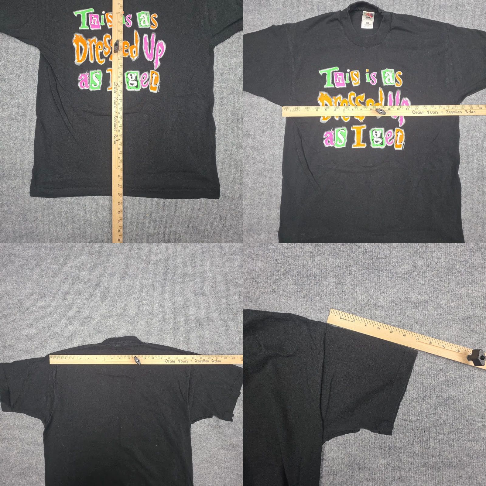 Fruit Of The Loom VINTAGE Fruit of the Loom Graphic T-Shirt Mens Large Black Spellout Dressed Up Humor USA Halloween 1990s Mens Size US L / EU 52-54 / 3 - 8 Thumbnail
