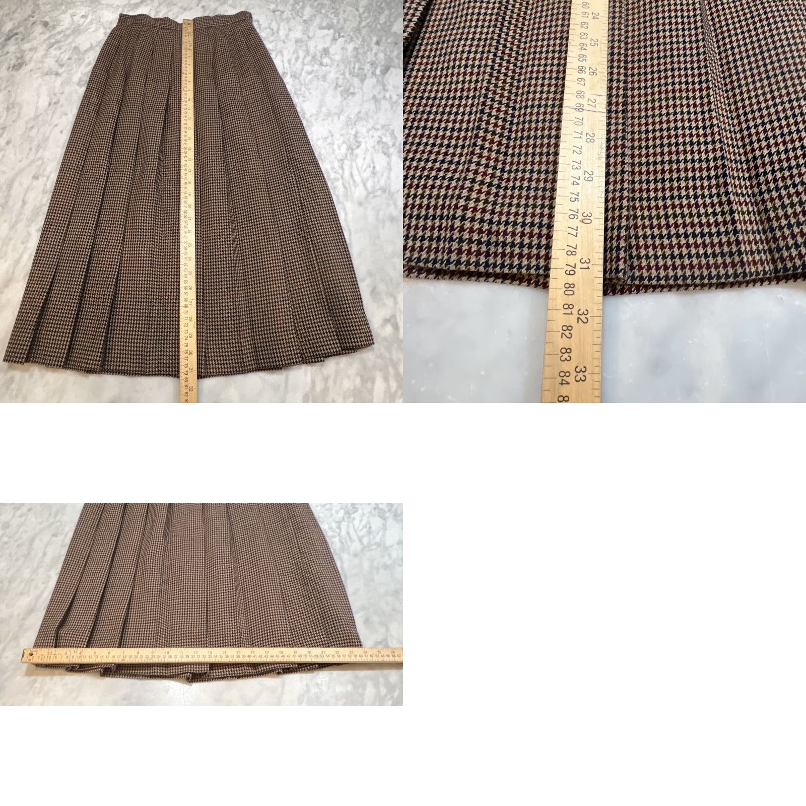 Vintage VINTAGE LL Bean Wool Skirt 8P Petite Houndstooth Brown Midi Pleated Lined 1980s Size 30" / US 8 / IT 44 - 9 Thumbnail