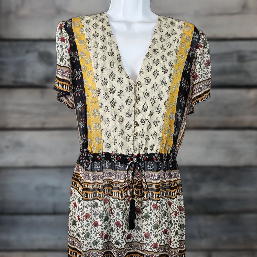 Vintage **One September Women's Small Floral Midi Dress Black Missing Slip** User: One September Women's Small Floral Midi Dress Black Missing Slip Size S / US 4 / IT 40 - 1 Thumbnail