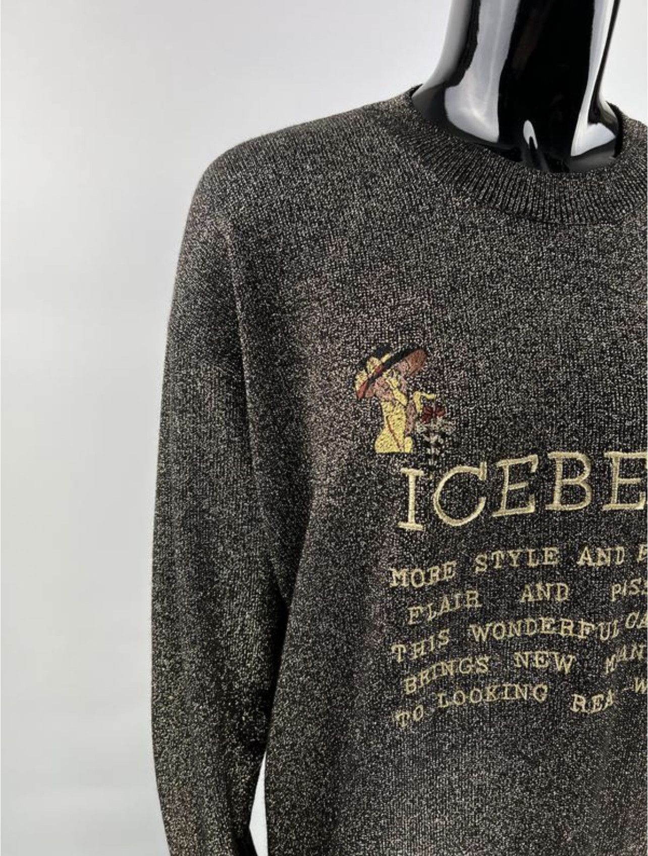 Iceberg × Vintage 90s Rare Vintage Iceberg Wool Lurex Long Sweater IT44 Size M / US 6-8 / IT 42-44 - 4 Thumbnail