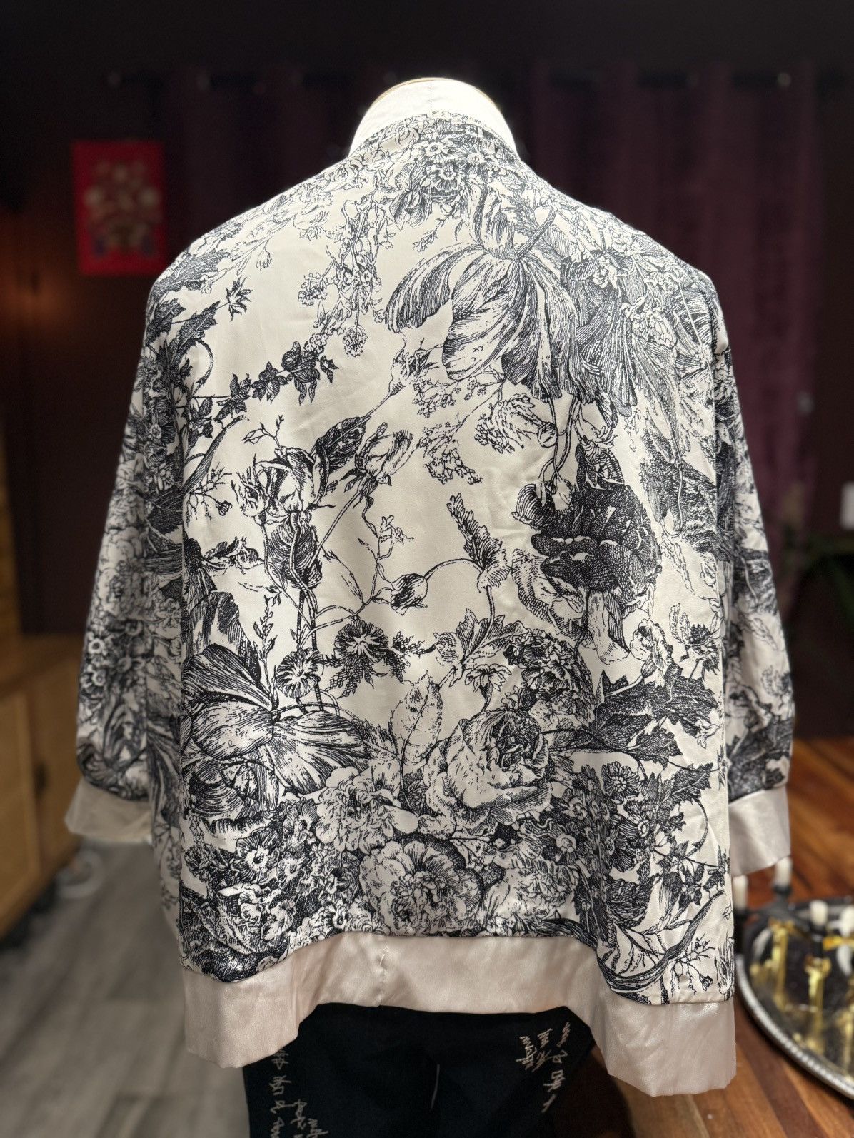 Other Vintage-Inspired Black & White Botanical Kimono Jacket Size M / US 6-8 / IT 42-44 - 6 Thumbnail