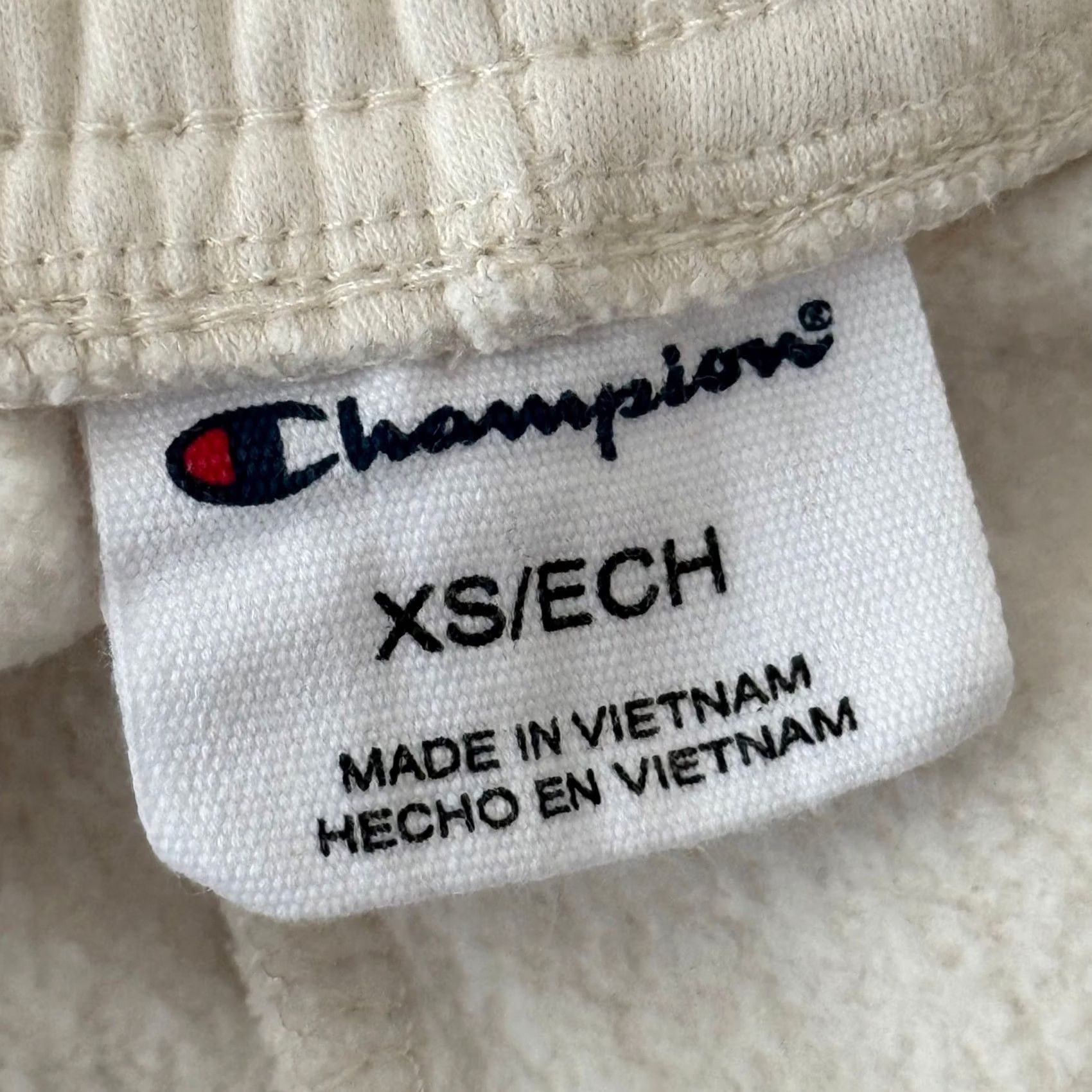 Champion VINTAGE Champion Cream Fleece-lined Drawstring Sweatpants Women XS Size 26" / US 2 / IT 38 - 4 Thumbnail