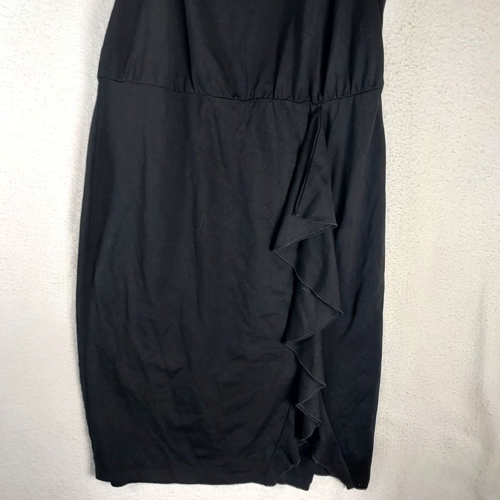 Vintage Grace Karin Women's 2XL Black Sleeveless Cowl Neck Ruffle Midi Dress NWT Size XXL / US 16-18 / IT 52-54 - 5 Thumbnail