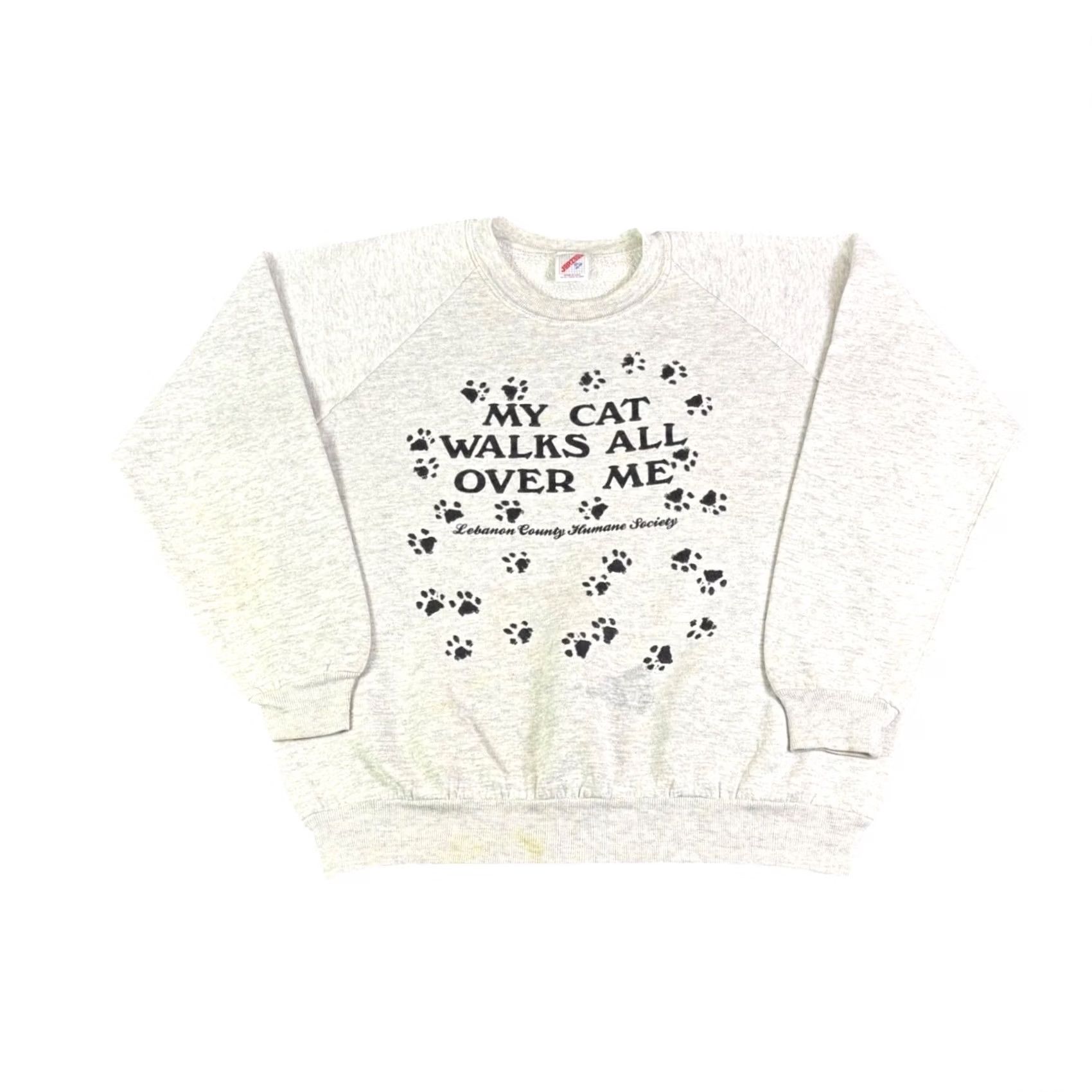 Jerzees VINTAGE Jerzees Cat Sweatshirt XL Grey Lebanon County Humane Society 90s USA Mer? Size US XL / EU 56 / 4 - 2 Thumbnail