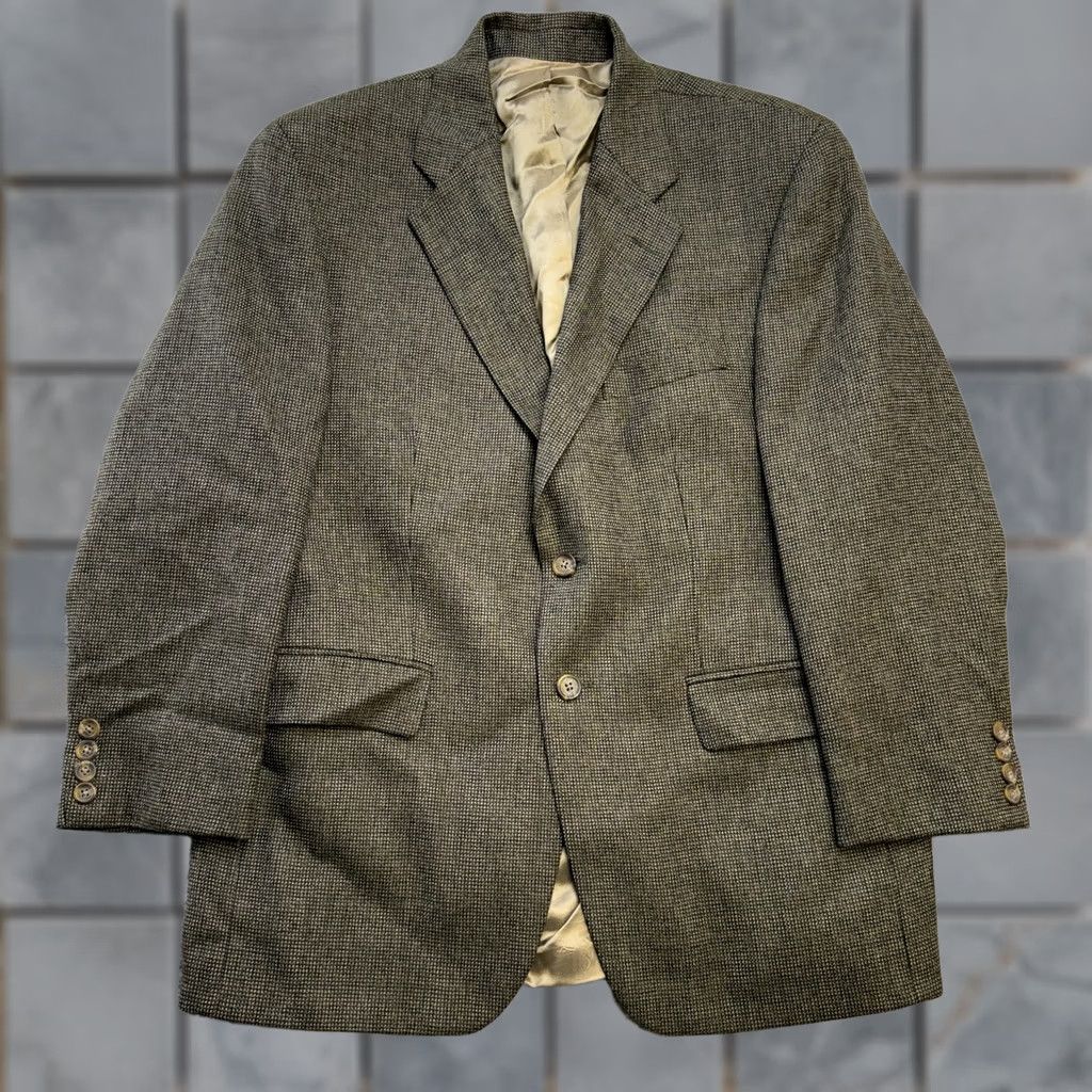 Chaps VTG Chaps Ralph Lauren Blazer Jacket Mens 40S Green Wool Notch Lapel Two-Button Single-Breasted Vintage Academia Old Money Coat Size 40R - 1 Thumbnail