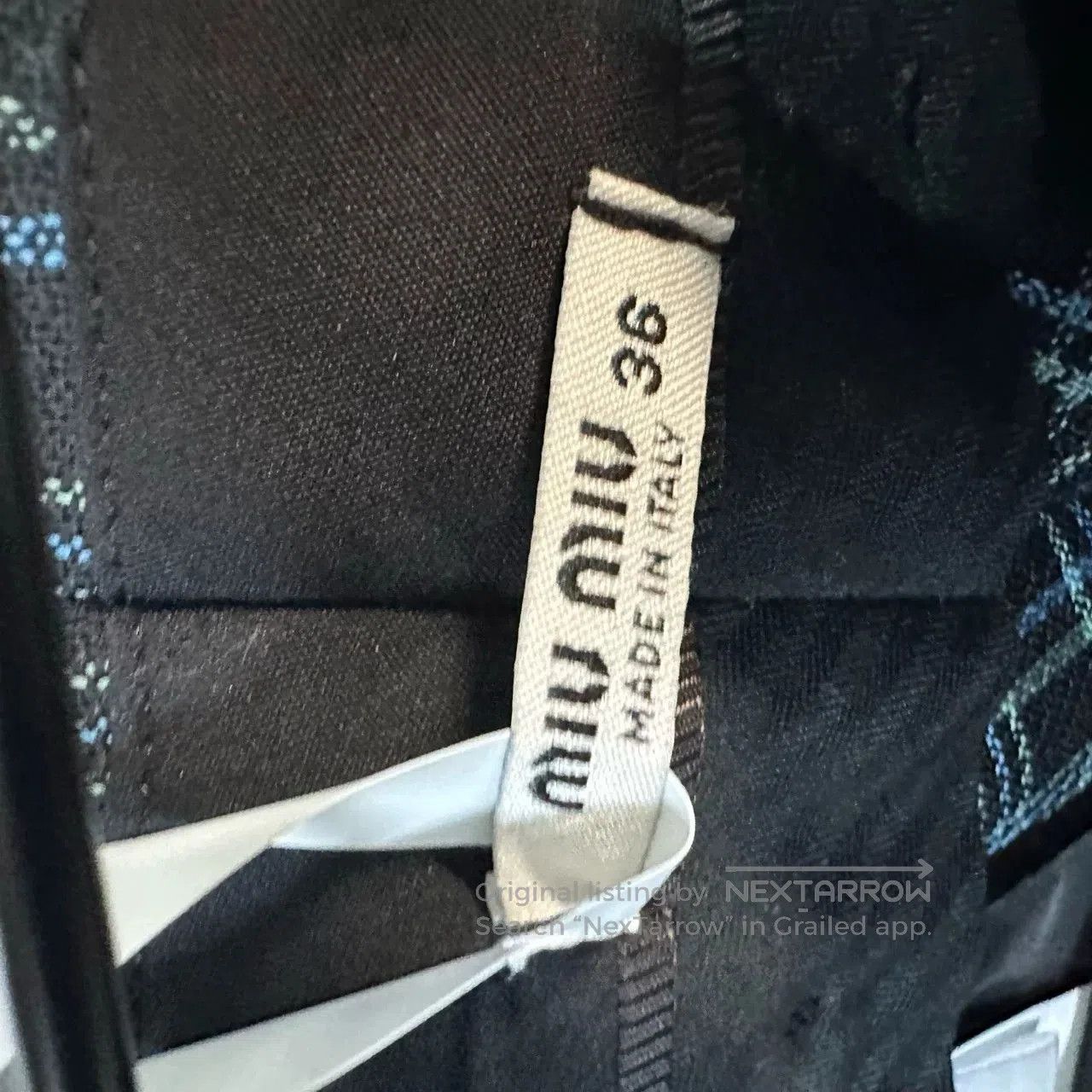 Miu Miu MiuMiu Black Green Plaid Wool Pants. Size 35" - 4 Thumbnail