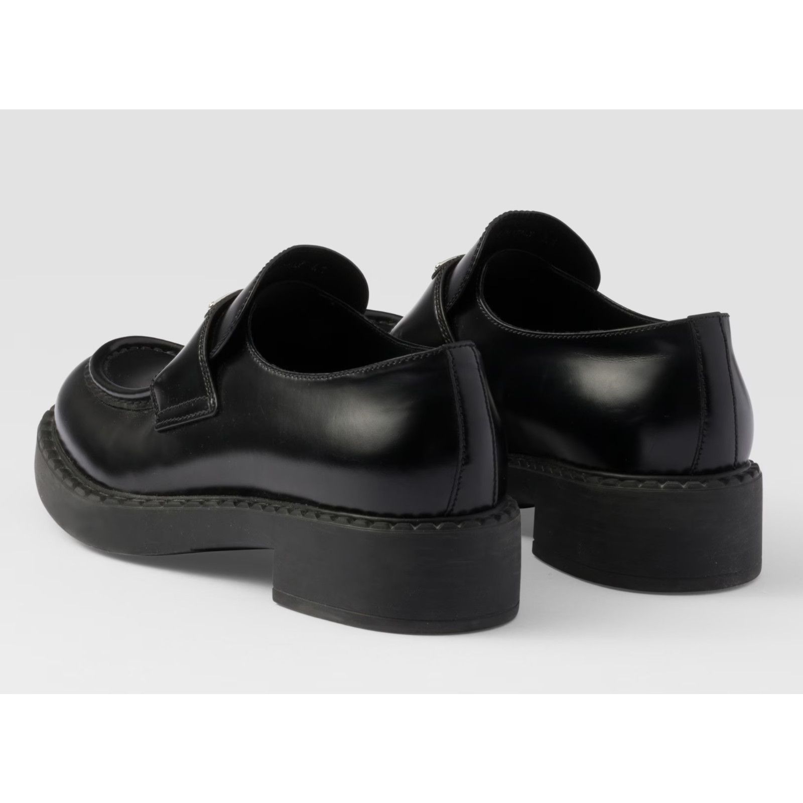 Prada Prada Chocolate Black Brushed Leather Silver Logo Platform Size US 10 / IT 40 - 15 Thumbnail