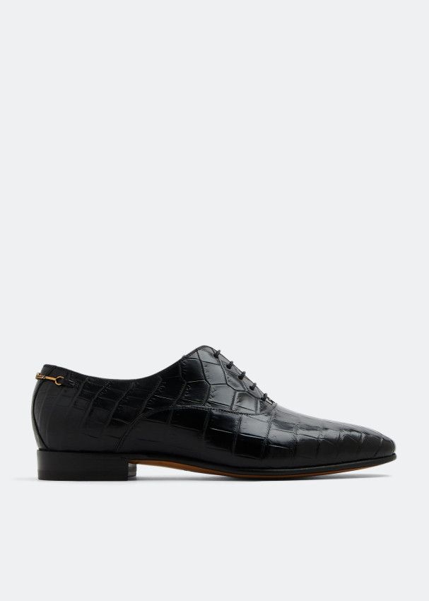 Gucci o1s1wg110325 Men's Crocodile Lace-Up Shoes in Black Size US 10.5 / EU 43-44 - 1 Thumbnail