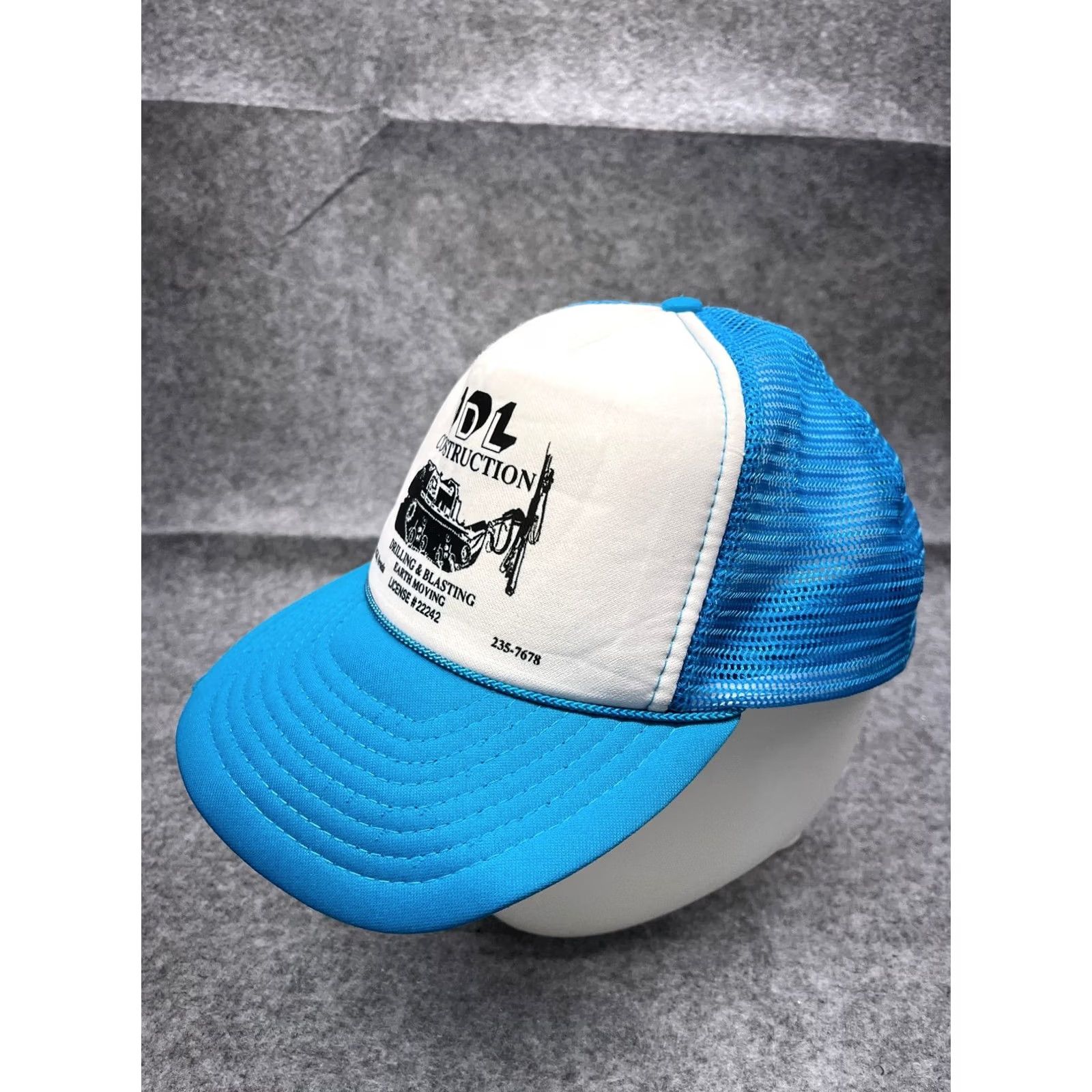 Vintage VINTAGE JDL Construction Hat Cap Blue Poly Rope 90s Trucker Adult One Size Size ONE SIZE - 4 Thumbnail