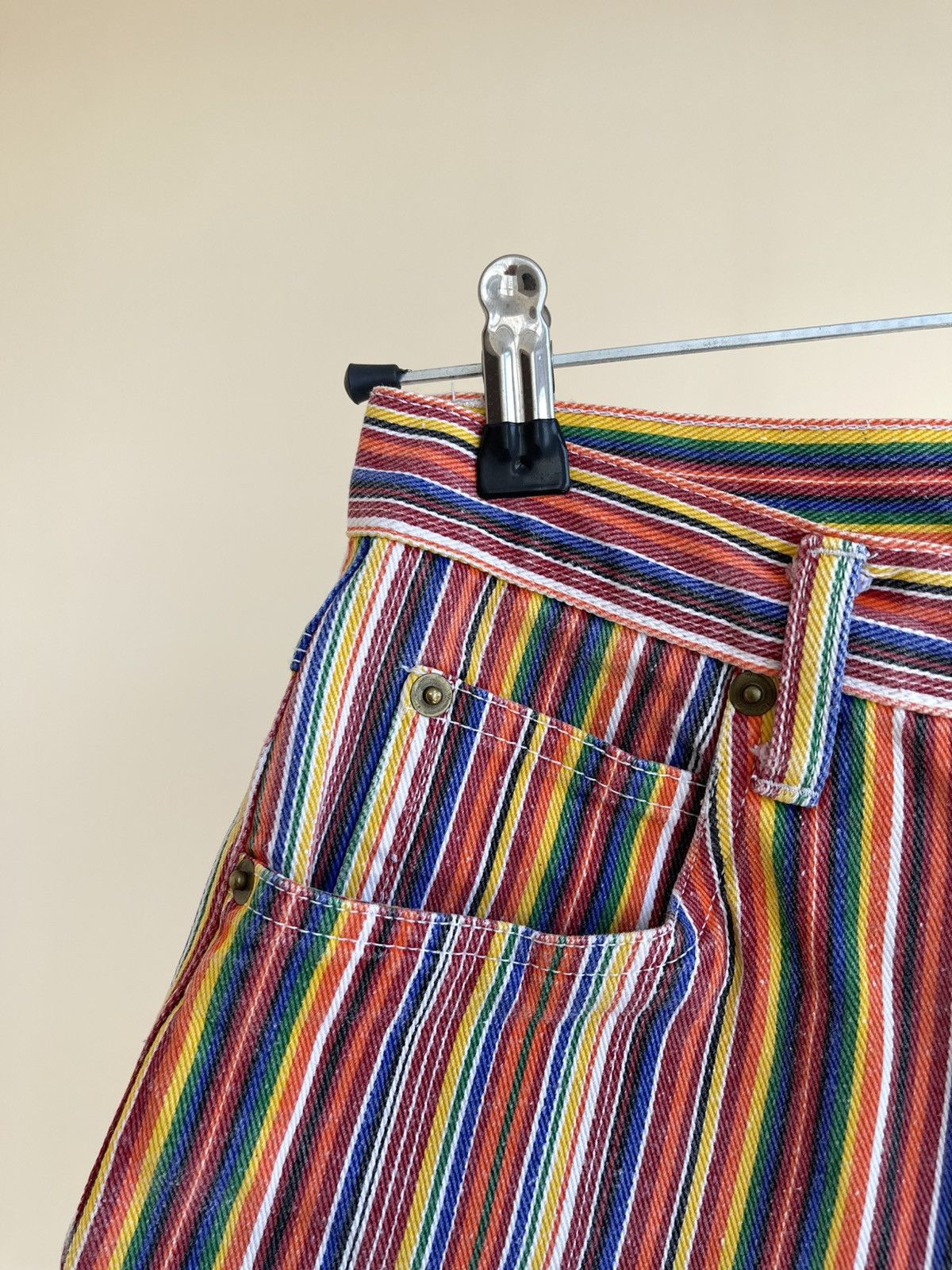 Vintage Rough Wear Blues High Rise Striped Denim Shorts 90s Y2K Size 27" / US 4 / IT 40 - 9 Thumbnail