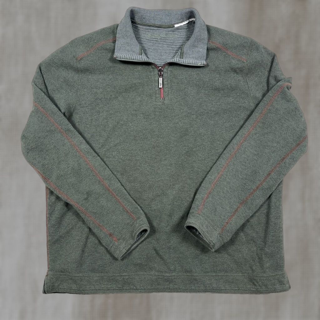 Tommy Bahama Tommy Bahama Sweater Men Large Green Pullover Quarter Zip Reversible Sweatshirt Size US L / EU 52-54 / 3 - 1 Thumbnail