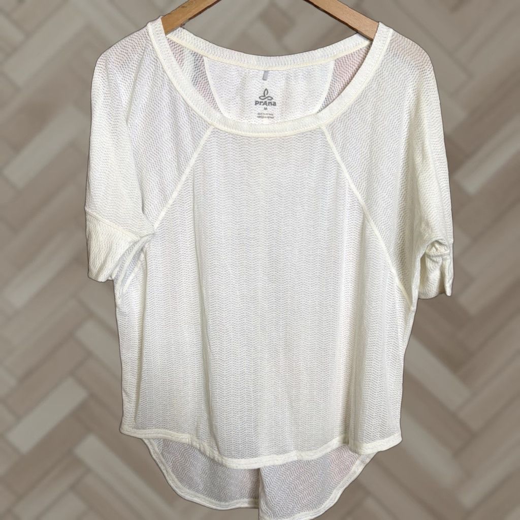 Prana prAna Tencel Blend Crew Neck Short Sleeve T Shirt Women's Beige Medium Size M / US 6-8 / IT 42-44 - 1 Thumbnail