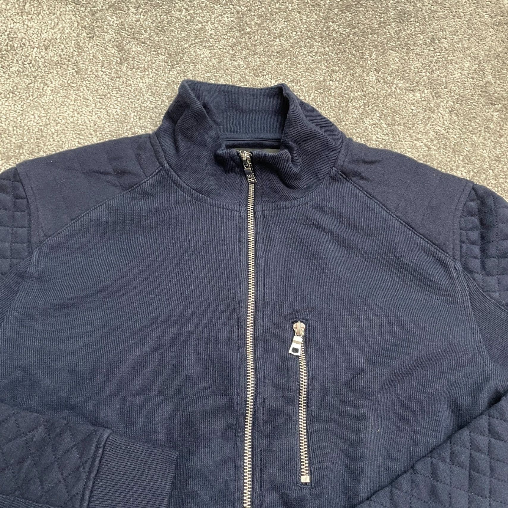 Vintage INC International Concept Jacket Womens Medium Blue Quilted Rib Bomber Full Zip Classic Outdoor Size M / US 6-8 / IT 42-44 - 3 Thumbnail