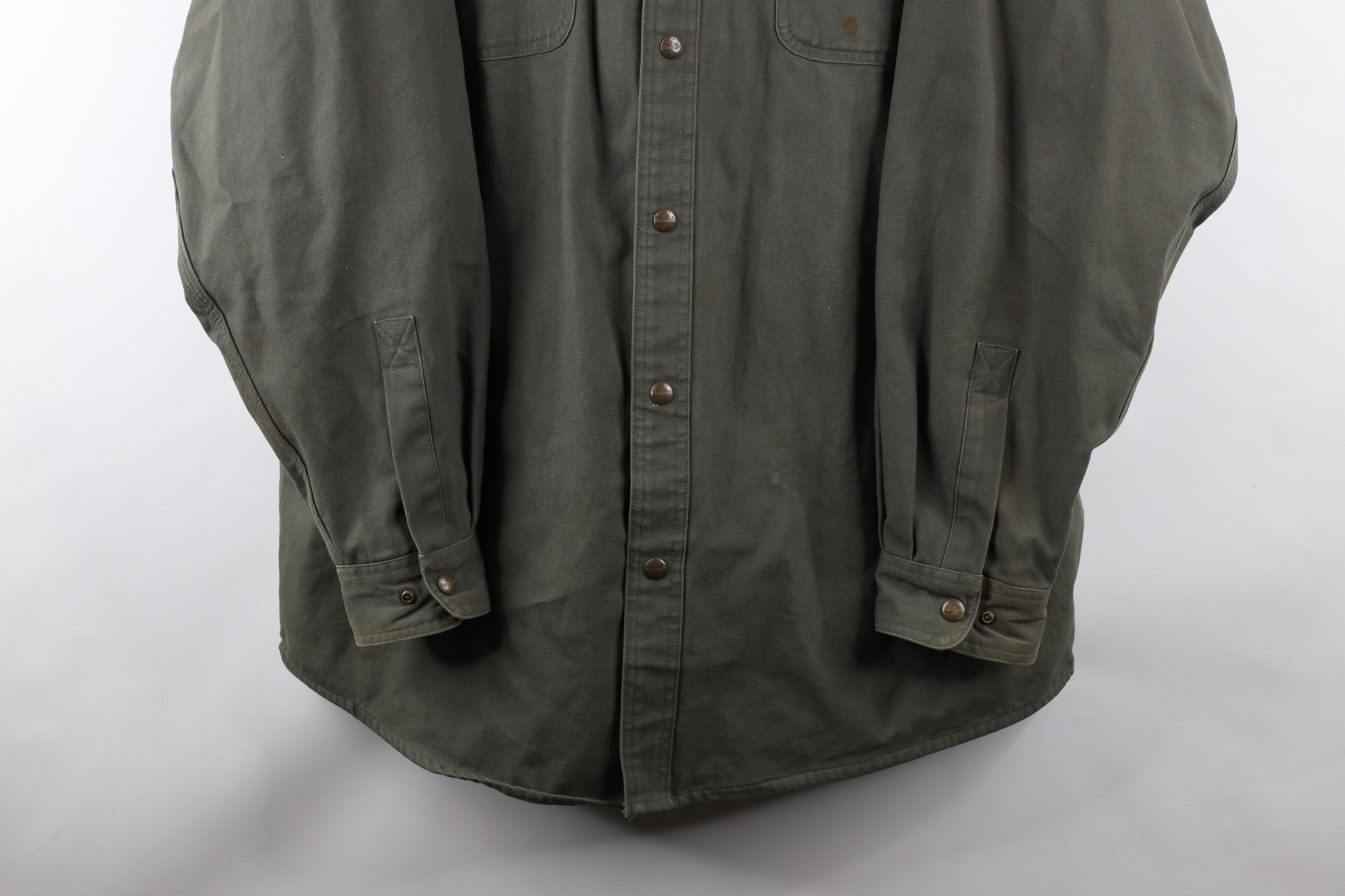 Carhartt Vintage Carhartt Lined Canvas Button Shirt Jacket Green Size US XL / EU 56 / 4 - 3 Thumbnail