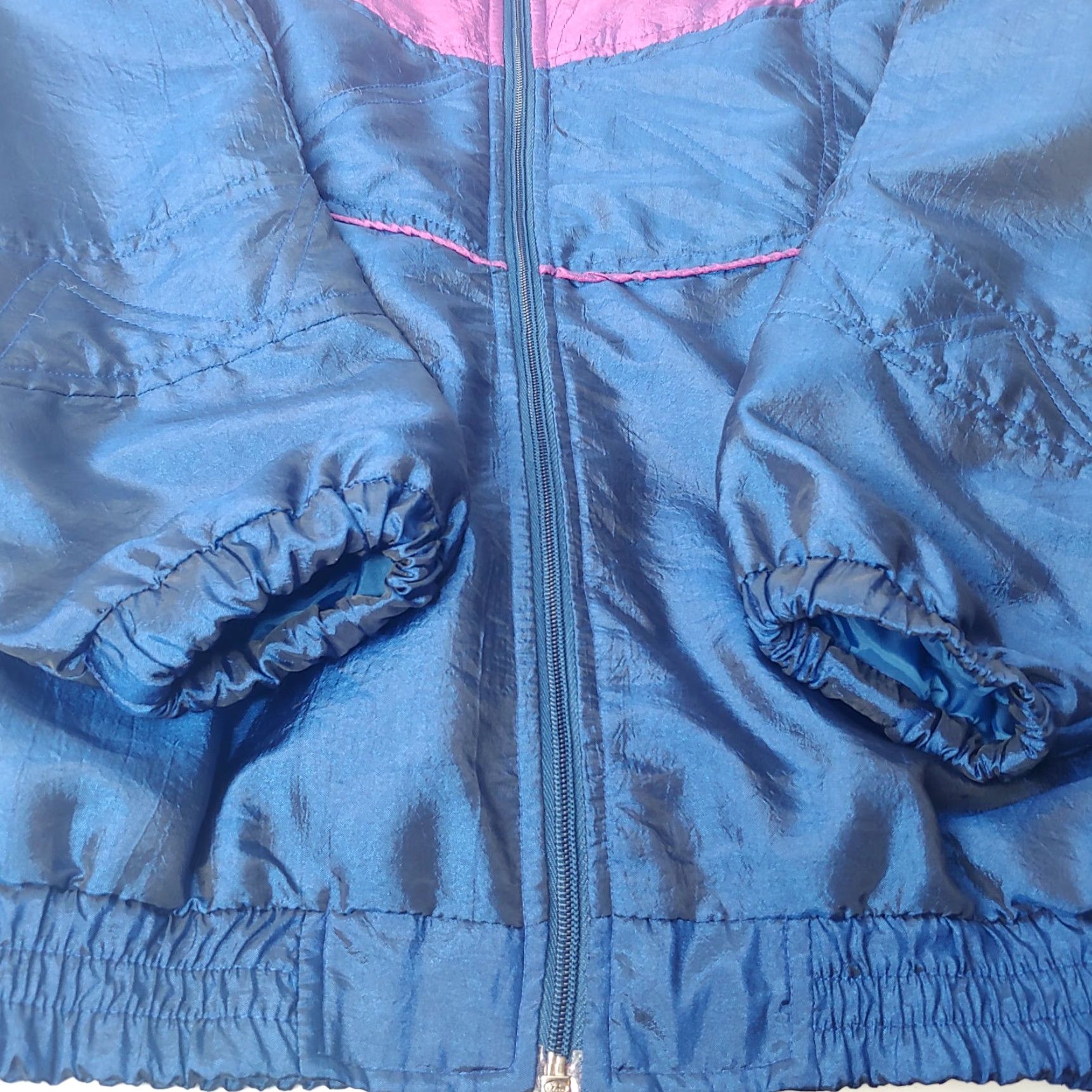 Vintage VINTAGE Women's Jacket S Purple Blue Quilted Nylon Short Stand-Up Collar Retro 90s Zip Size S / US 4 / IT 40 - 5 Thumbnail