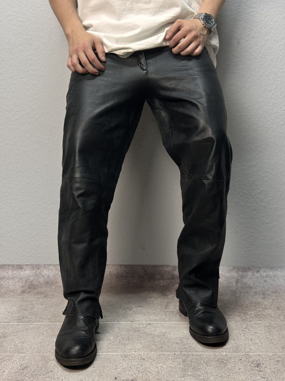 Other leather pants Y2k cowboy opium Rick Owen’s style baggy Size US 32 / EU 48 - 1 Thumbnail