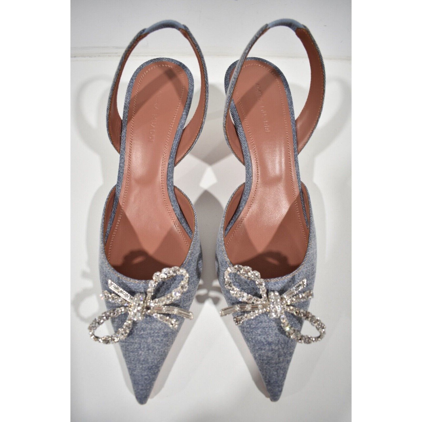 Amina Muaddi Rosie Sling Crystal Bow Slingback Sandal Heel Pump 38.5 Size US 8.5 / IT 38.5 - 6 Thumbnail