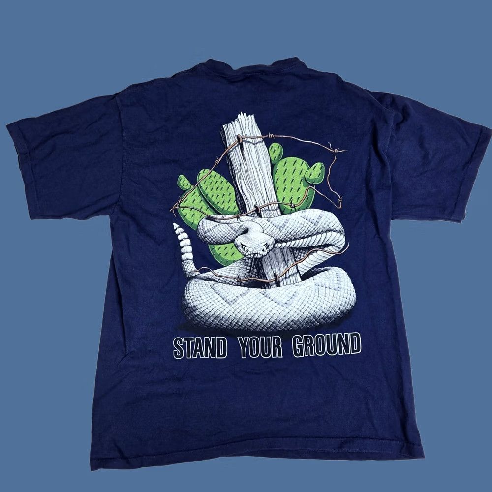 Vintage VINTAGE Lifeforms Stand Your Ground Snake Shirt Single Stitch Size Small Blue Mens Size US S / EU 44-46 / 1 - 1 Thumbnail
