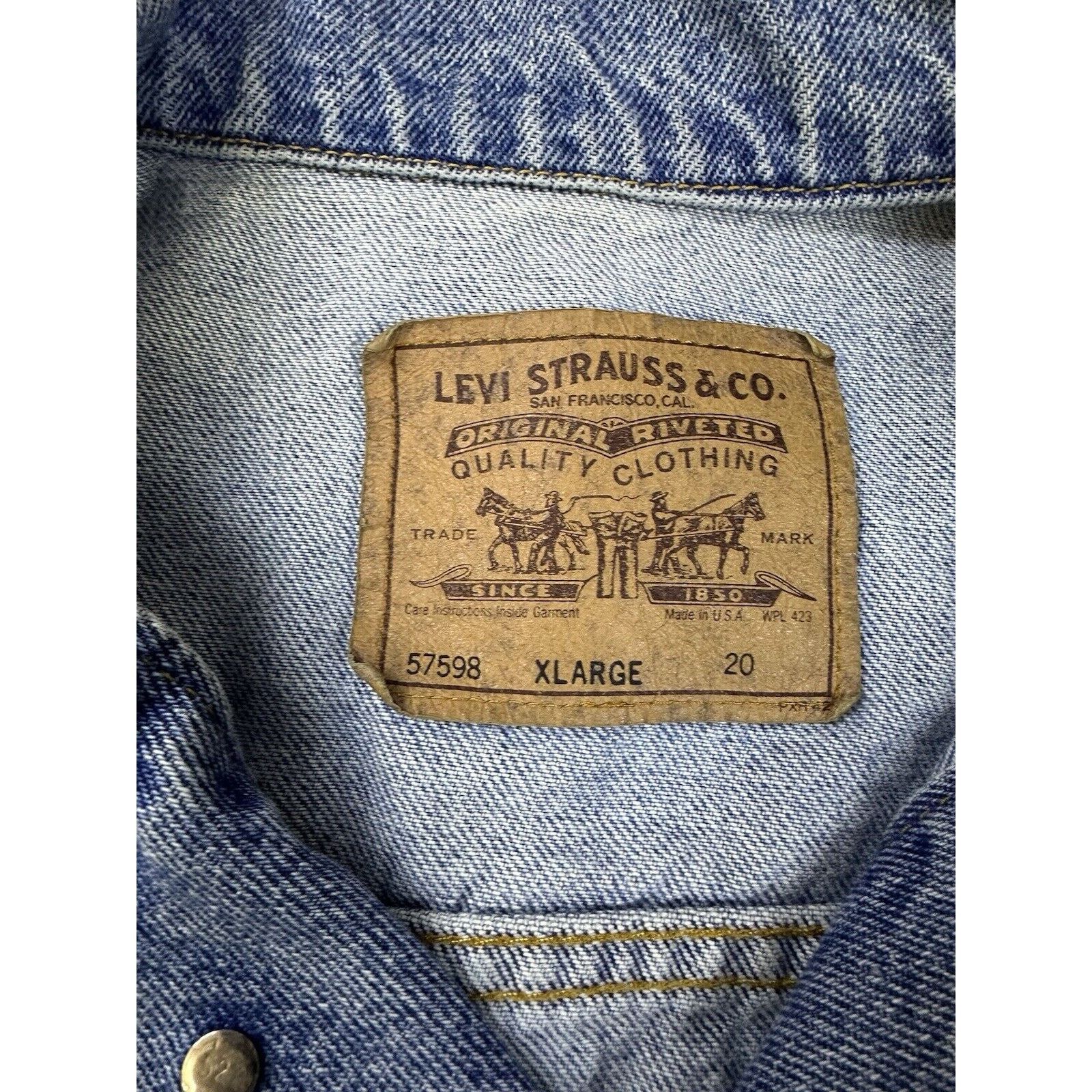Levi's × Vintage Vintage 57598 White Tab Levi Denim Jacket Size US XL / EU 56 / 4 - 4 Thumbnail