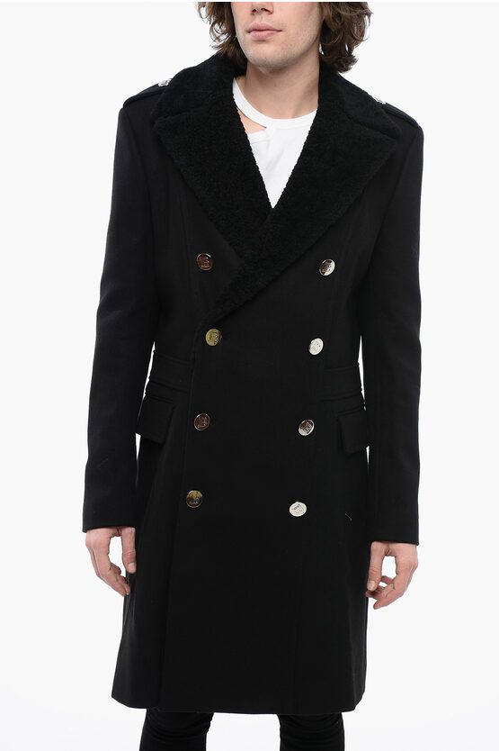 Balmain Double breasted Eco Shearling Coat with Logoed Buttons Grailed