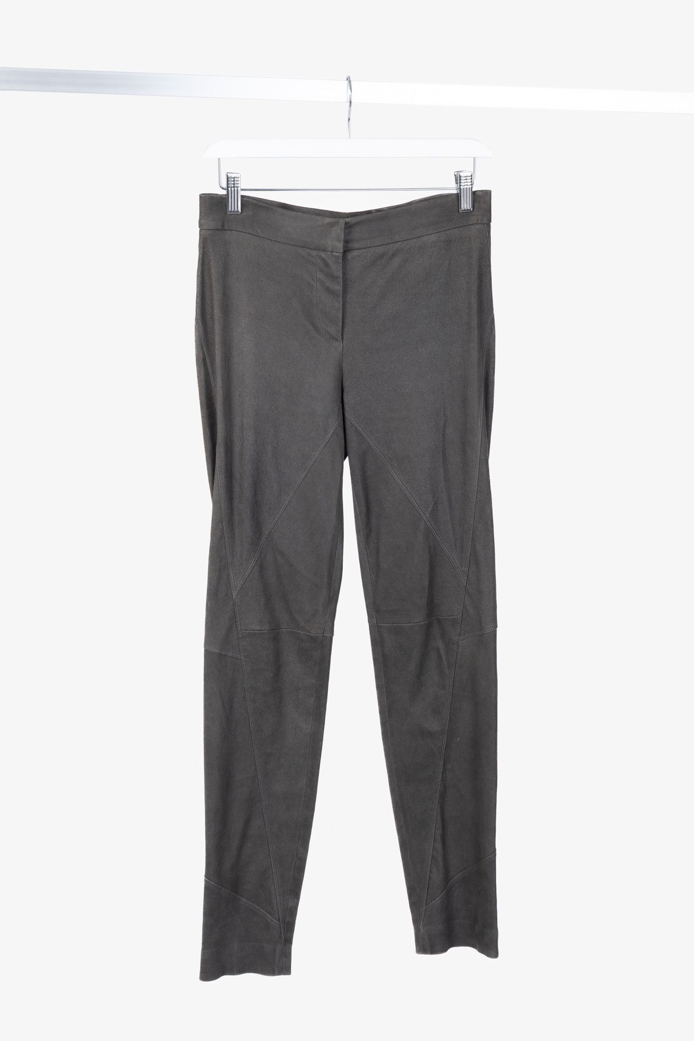 Brunello Cucinelli Brunello Cucinelli Grey Leather Panelled Skinny Pants Size 28" / US 6 / IT 42 - 1 Thumbnail