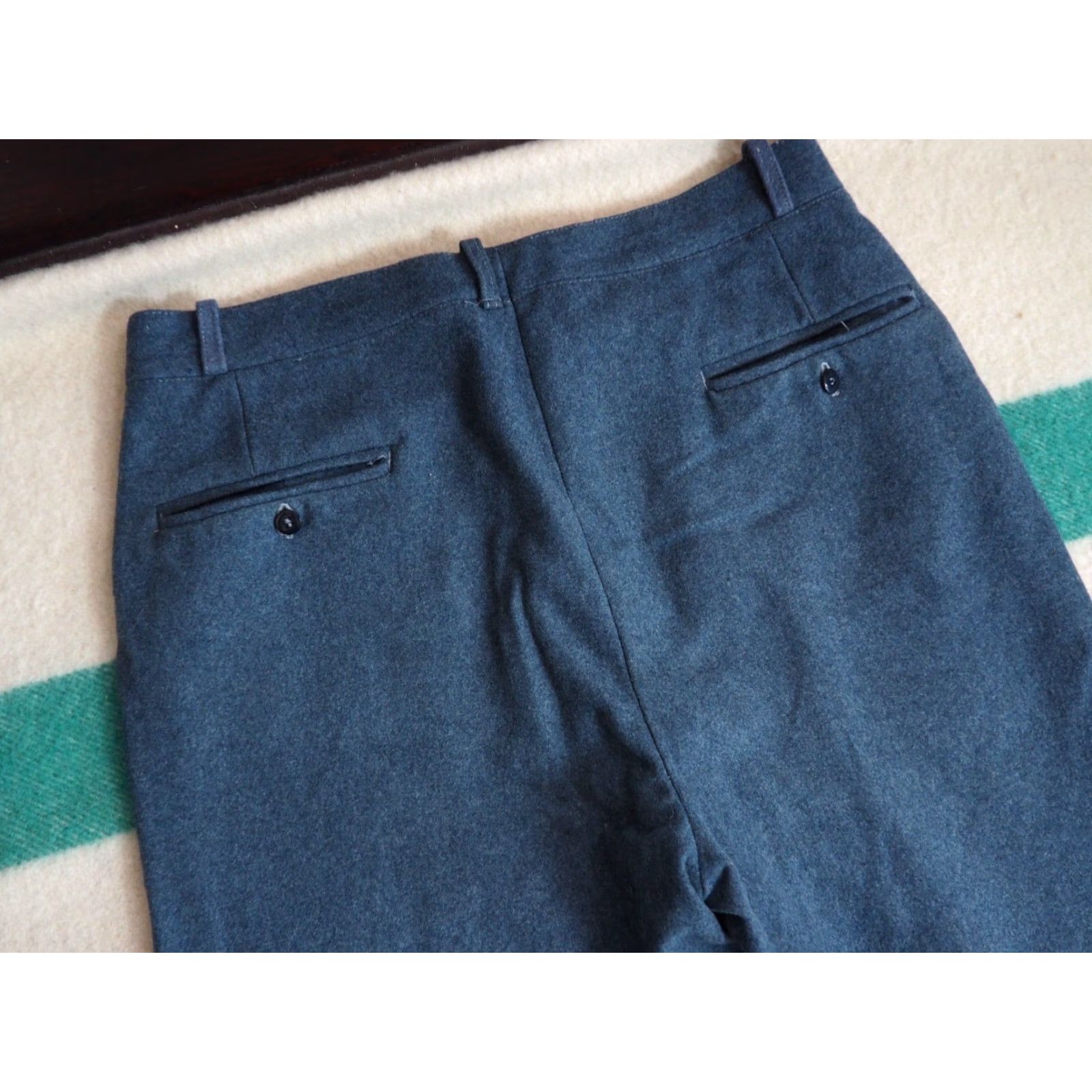 Vintage VTG 50s 60s Santoria Italian Dark Gray Field Military 34x29 Wool Pants Size US 34 / EU 50 - 3 Thumbnail