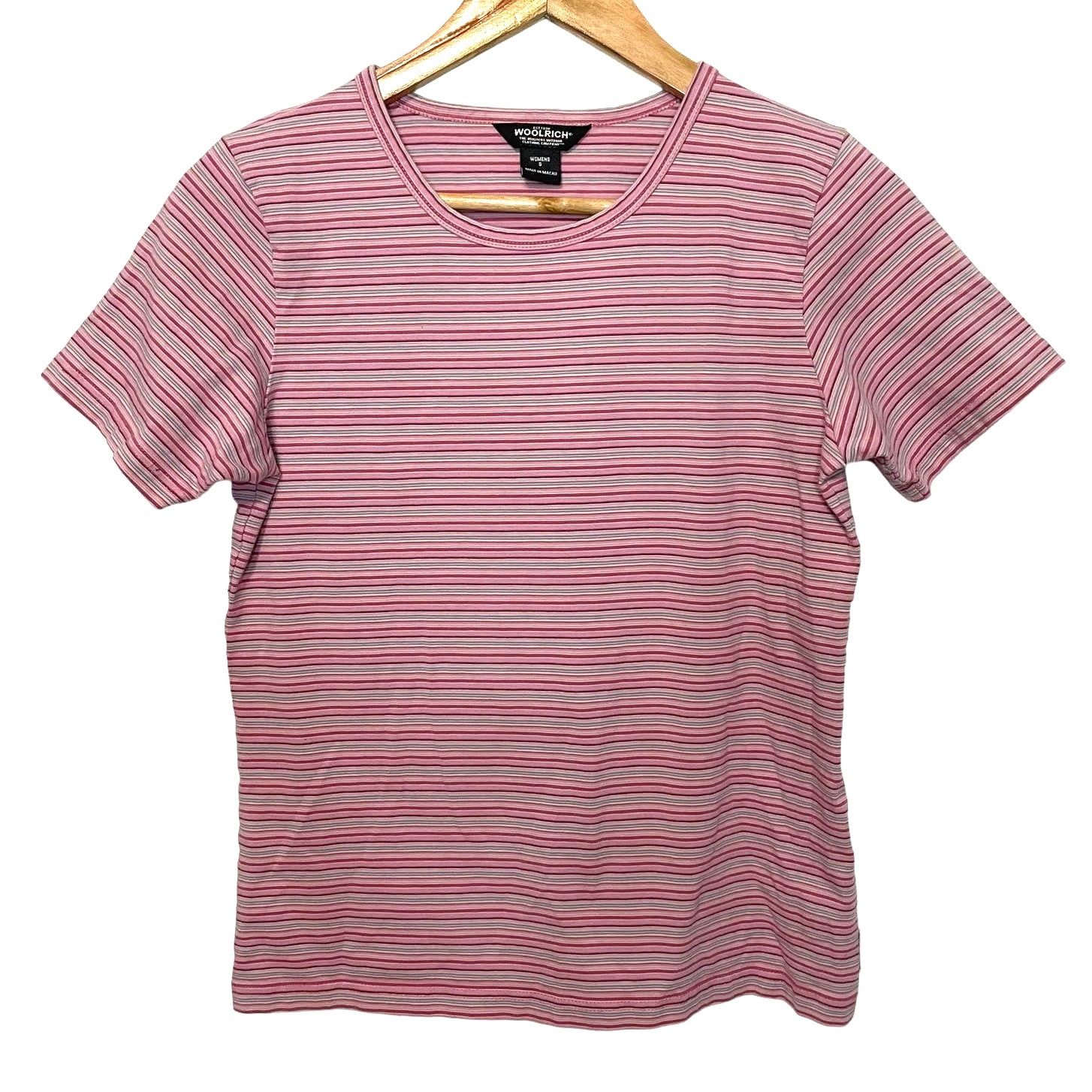 Woolrich Woolen Mills Woolrich Pink Striped Shirt S Womens Short Sleeve Wildrose Size S / US 4 / IT 40 - 1 Thumbnail