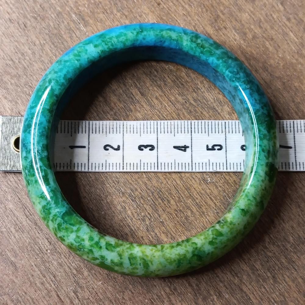 Designer Genuine Peacock Jade Bangle Bracelet Size ONE SIZE - 4 Thumbnail