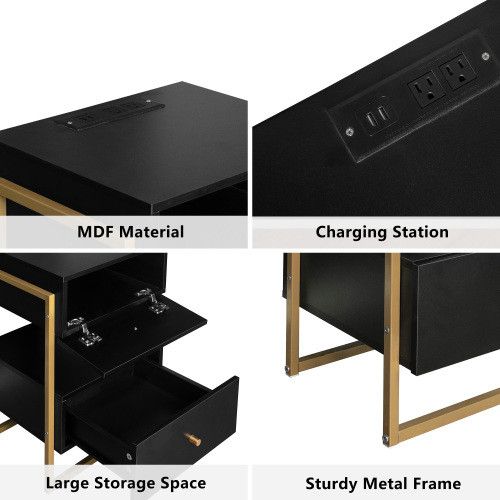 Designer × Homemade Nightstands Set of 2 with Charging Station and USB Ports, Re Size US L / EU 52-54 / 3 - 2 Thumbnail