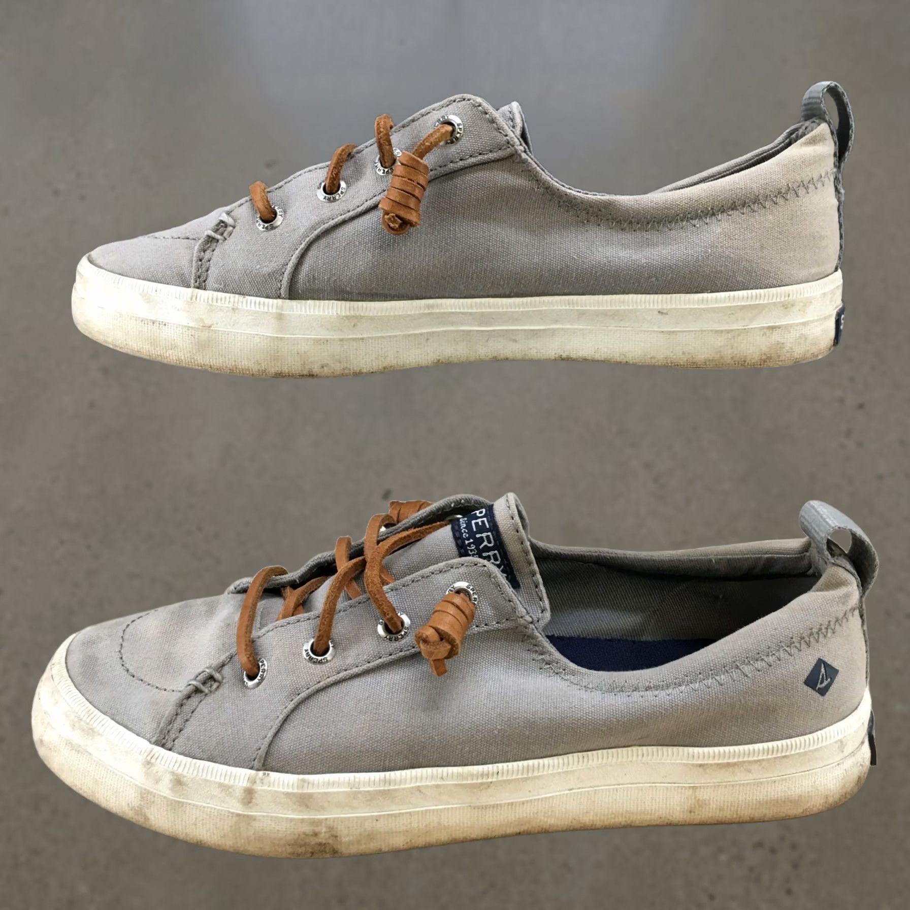 Sperry Sperry Crest Vibe Sneakers Grey Canvas Lace Up Low Top Womens 6 Shoes Casual Comfortable Breathable Flat Heel 0.5in Walking Size M / US 6-8 / IT 42-44 - 1 Thumbnail