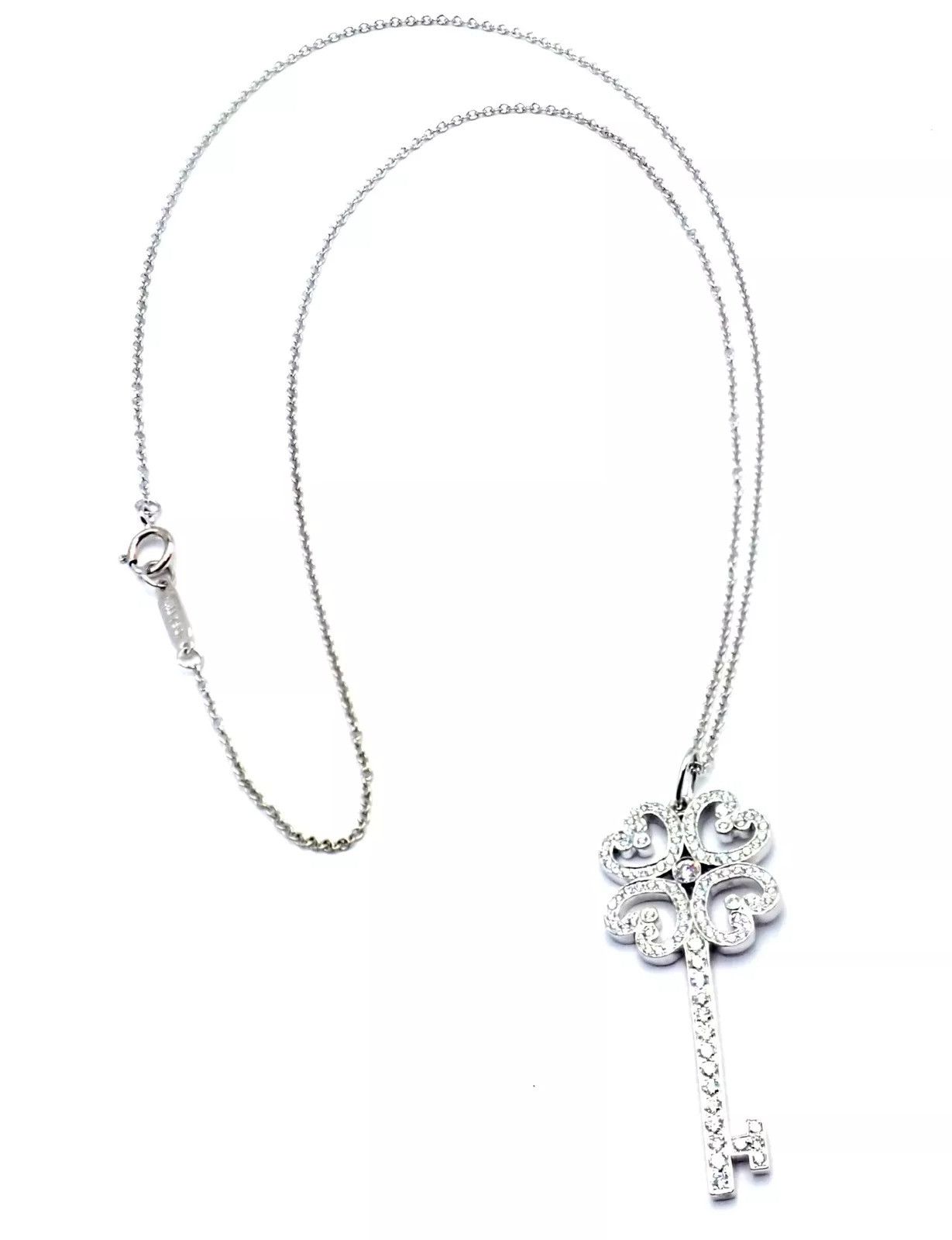 Tiffany & Co. 18k White Gold Enchant Quatra Heart Key Pendant Necklace Size ONE SIZE - 6 Thumbnail