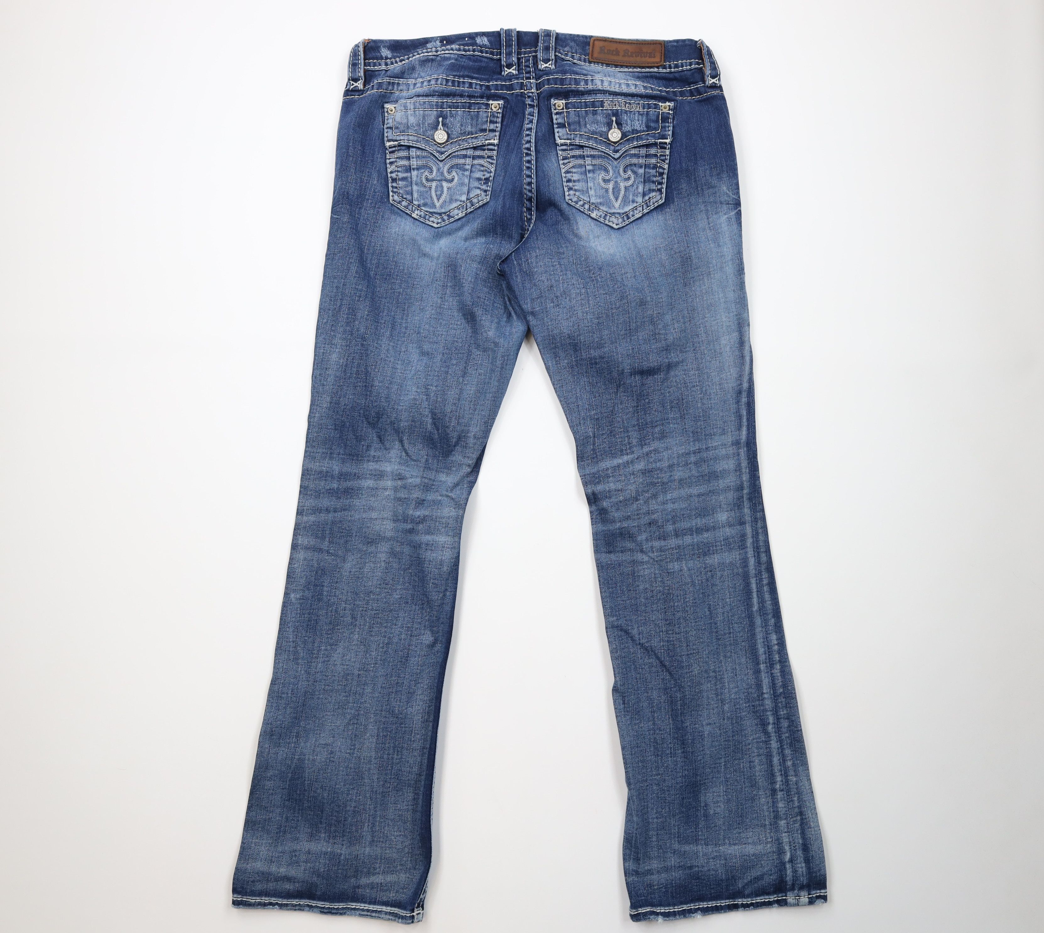 Rock Revival Rock Revival Stitch Mandell Easy Boot Flared Denim Jeans Size 33" - 9 Thumbnail