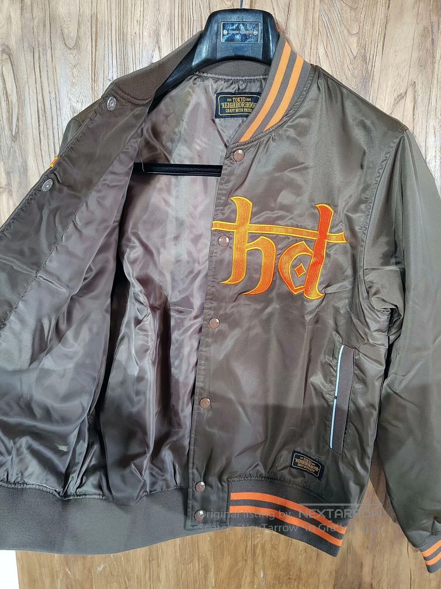 Neighborhood Baseball Jacket in Brown.