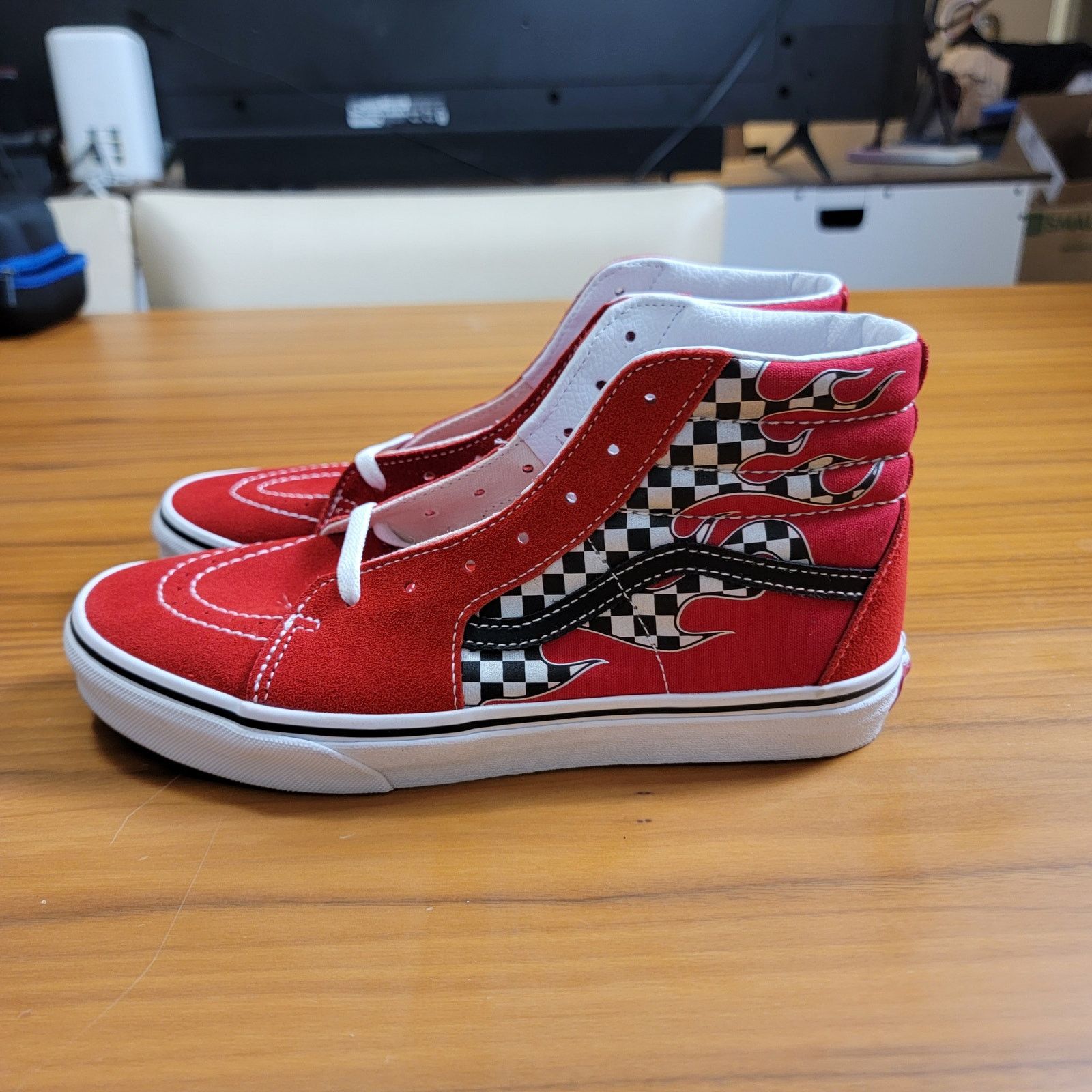 Vans Vans Sk8-Hi ReflectCheckFlame Red Sneakers Sz 7 VN0A4UI2IZQ Size US 7 / IT 37 - 2 Thumbnail