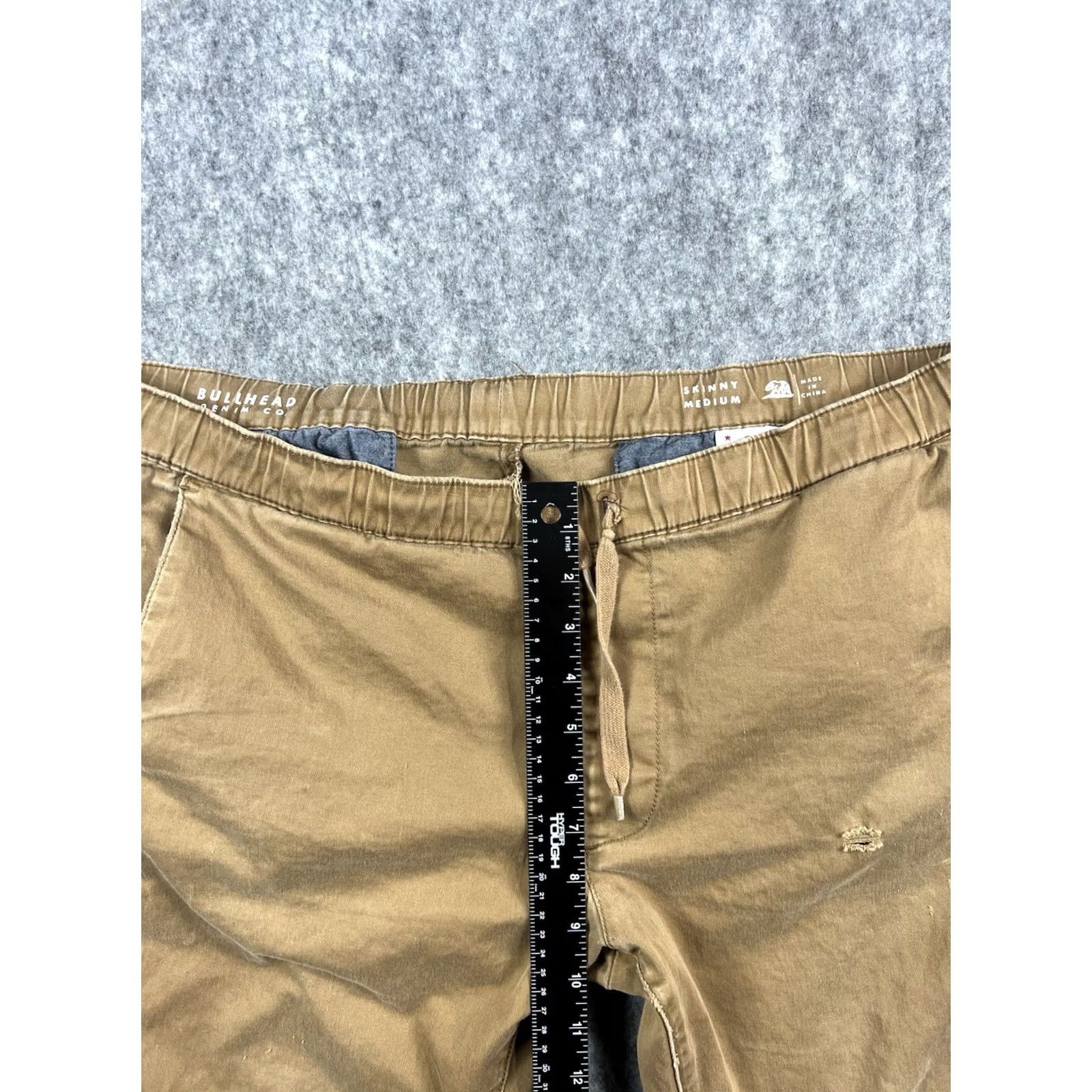 Denime Bullhead Denim Mens Khaki Jogger Pants Skinny 28in Inseam Elastic Waist Casual Mid Rise Regular Size M Brown Size US 31 - 6 Thumbnail