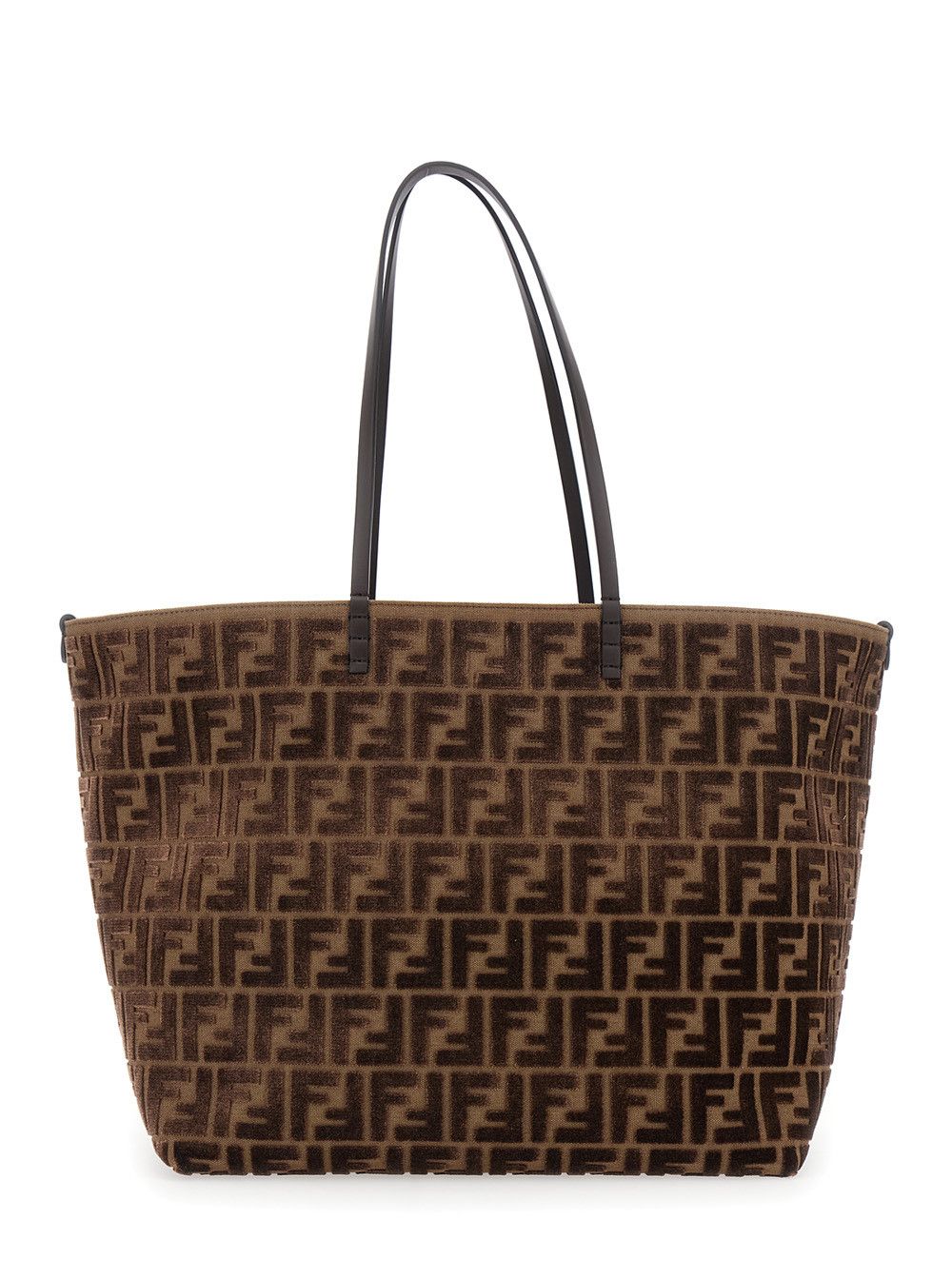 Fendi 'Roll Large' Brown Shopper with All-Over FF Motif in Cotton Blend with Sponge Effect Woman Size ONE SIZE - 1 Thumbnail