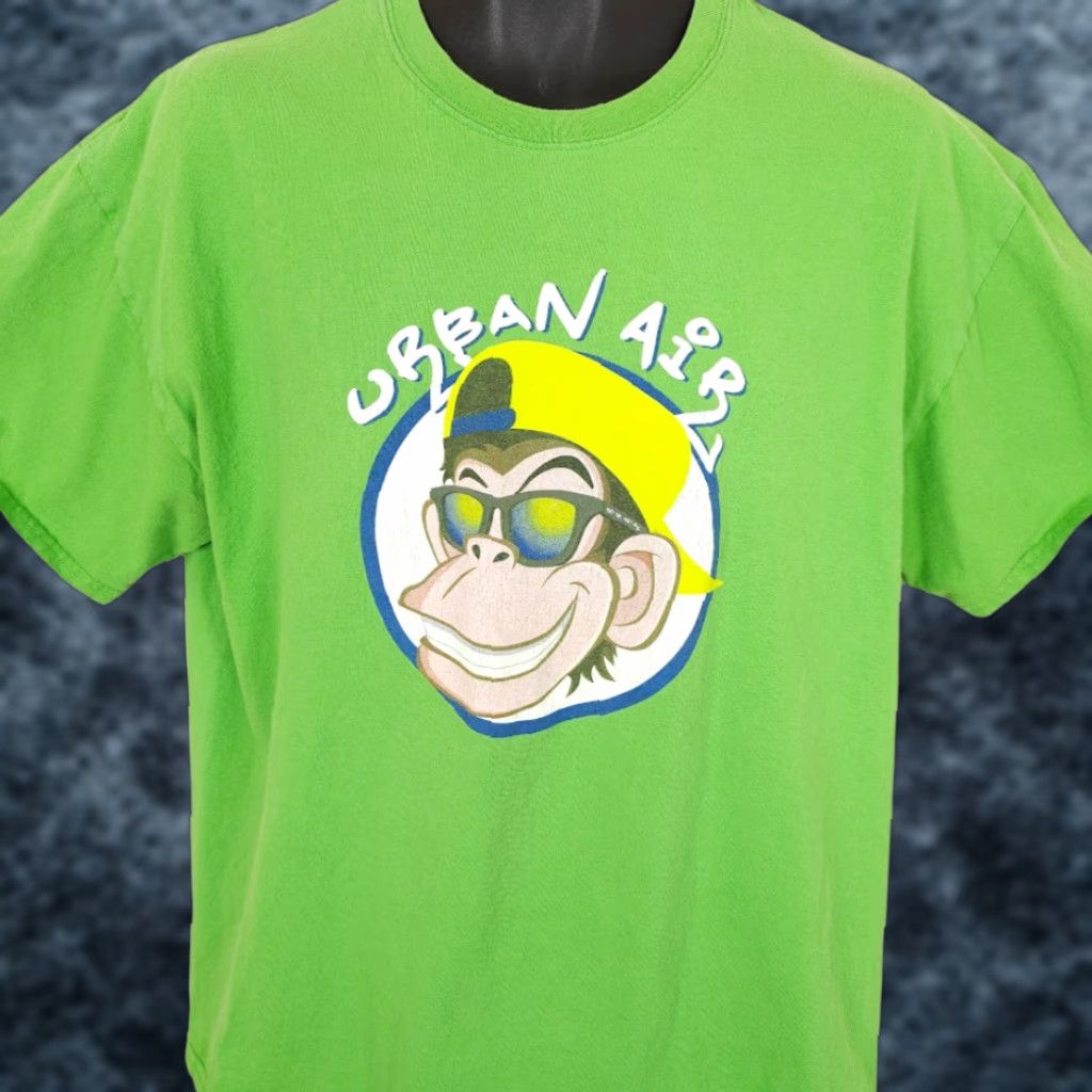 Gildan VINTAGE Urban Air Skateboarding T Shirt Mens Size XL Green Skater Monkey Size US XL / EU 56 / 4 - 1 Thumbnail