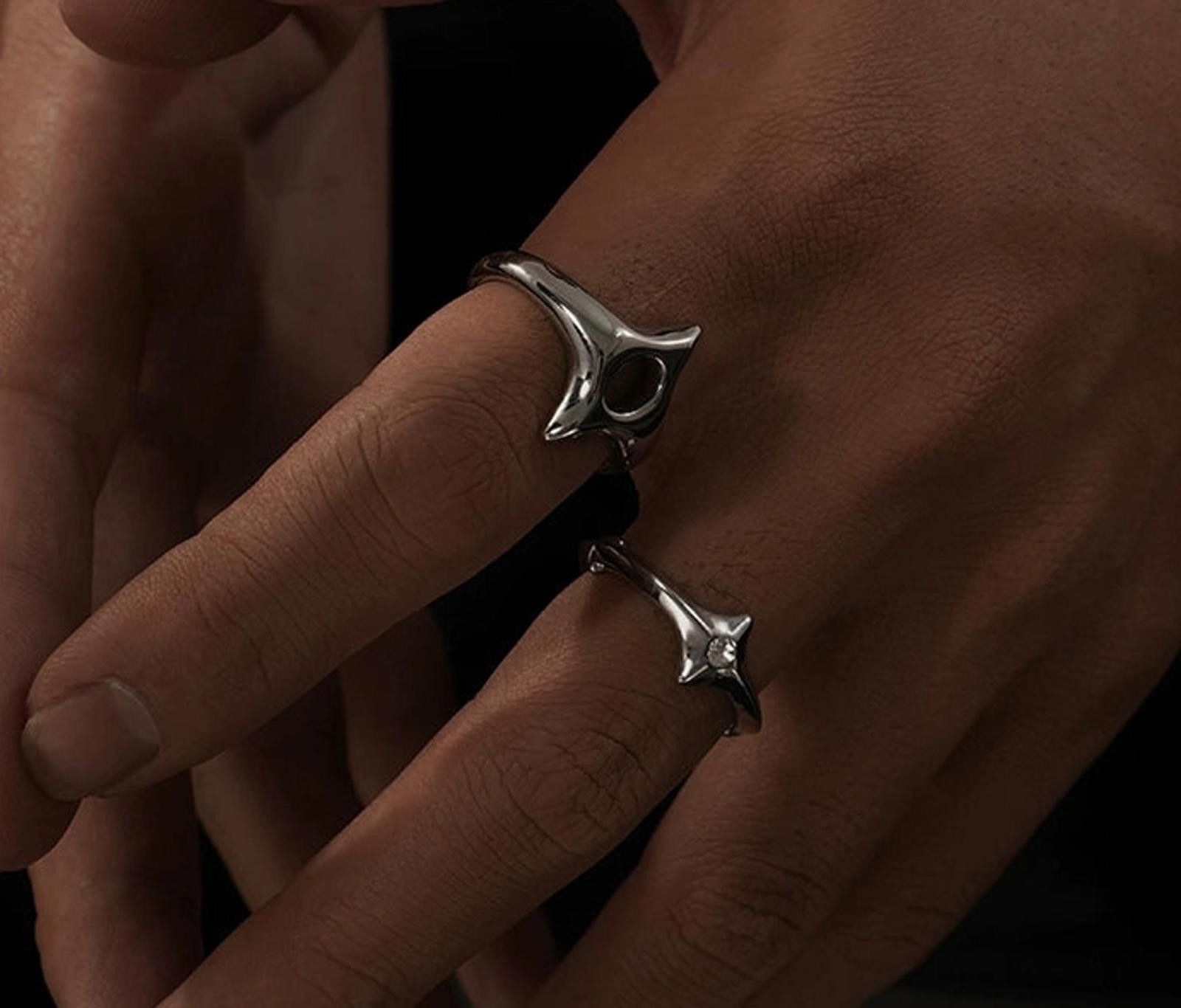 Jewelry Silver Geometric Modern Rings, Unique Statement Jewelry Size ONE SIZE - 1 Thumbnail
