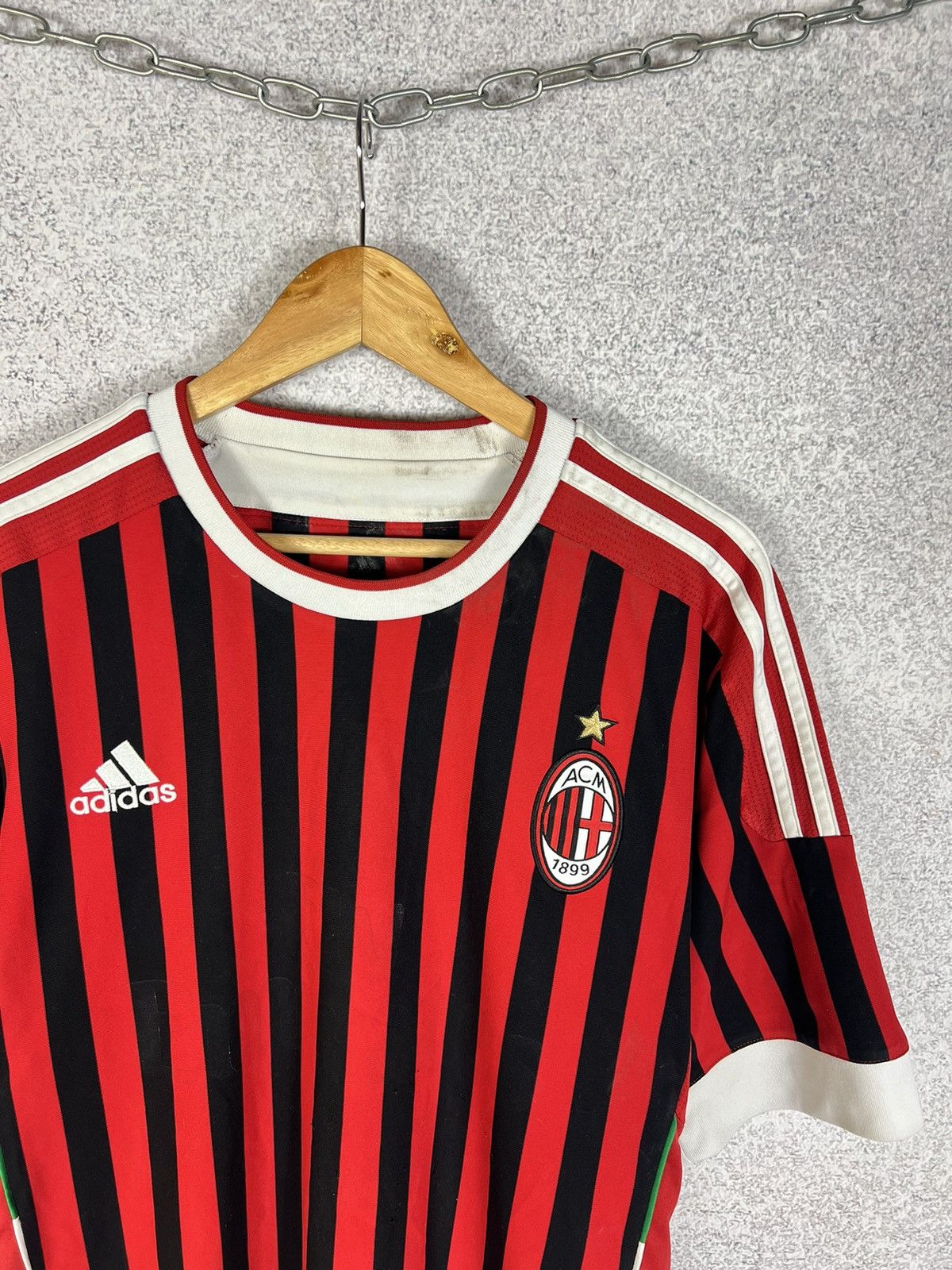 Adidas Vintage AC Milan Adidas Distressed Soccer Jersey Shirt Size US L / EU 52-54 / 3 - 2 Thumbnail