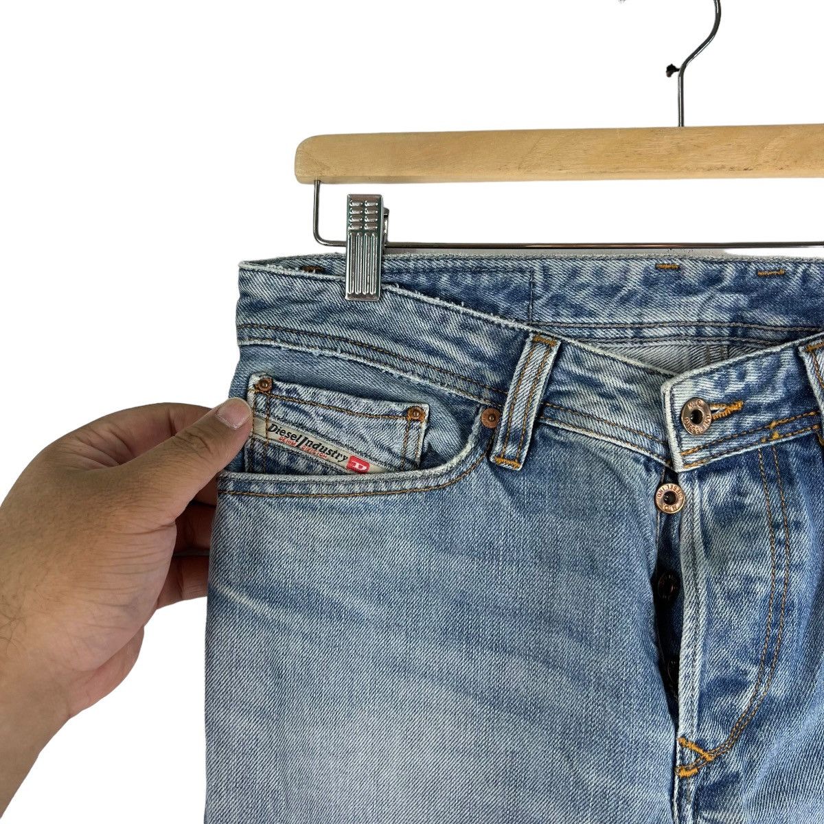 Diesel 🔥VINTAGE FLARE DENIM JEANS BOW CUT DIESEL INDUSTRY Size US 34 / EU 50 - 4 Thumbnail