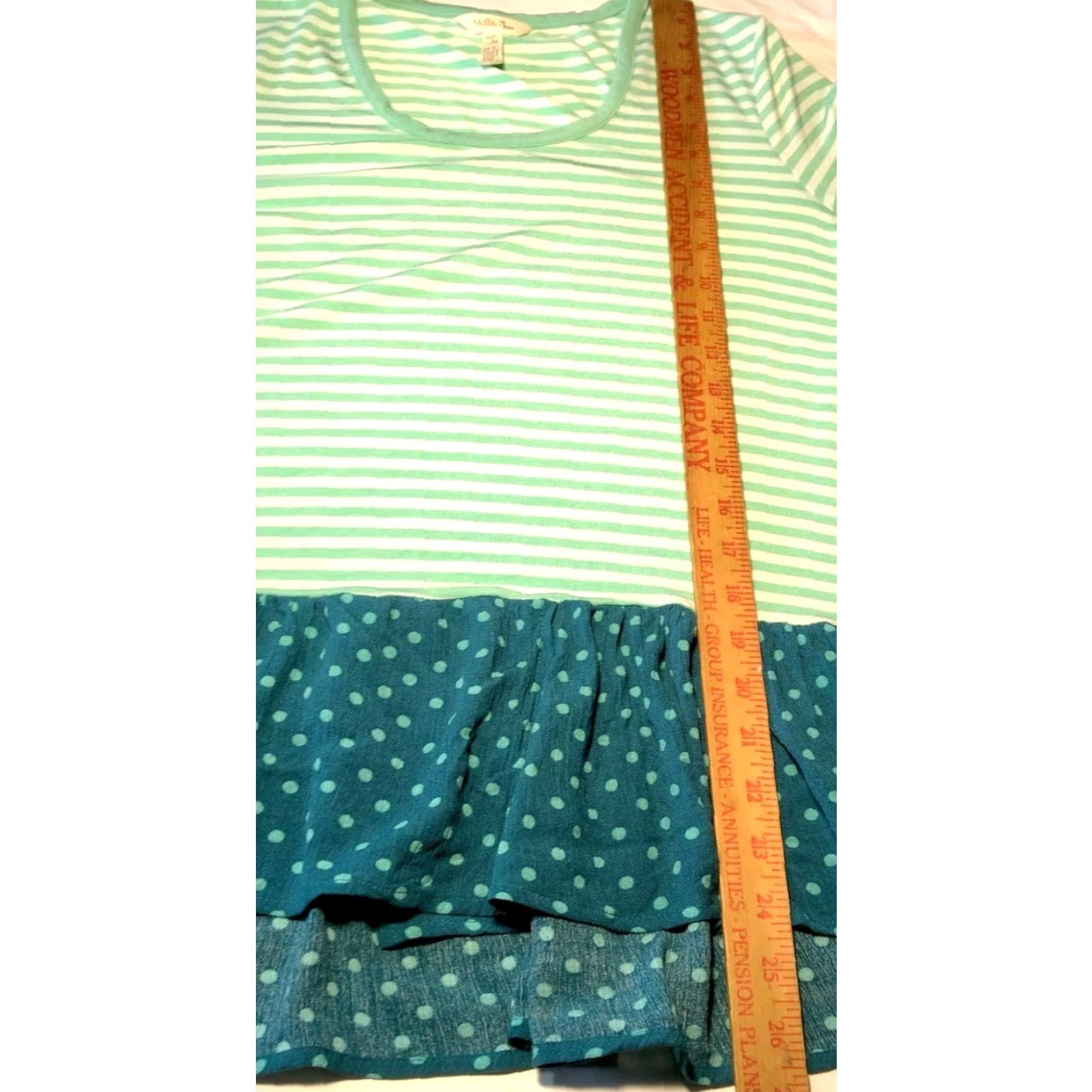 Vintage MATILDA JANE Comfortable Green Striped Peplum Tunic Shirt S Long Sleeve Ruffle Womens Size S / US 4 / IT 40 - 6 Thumbnail