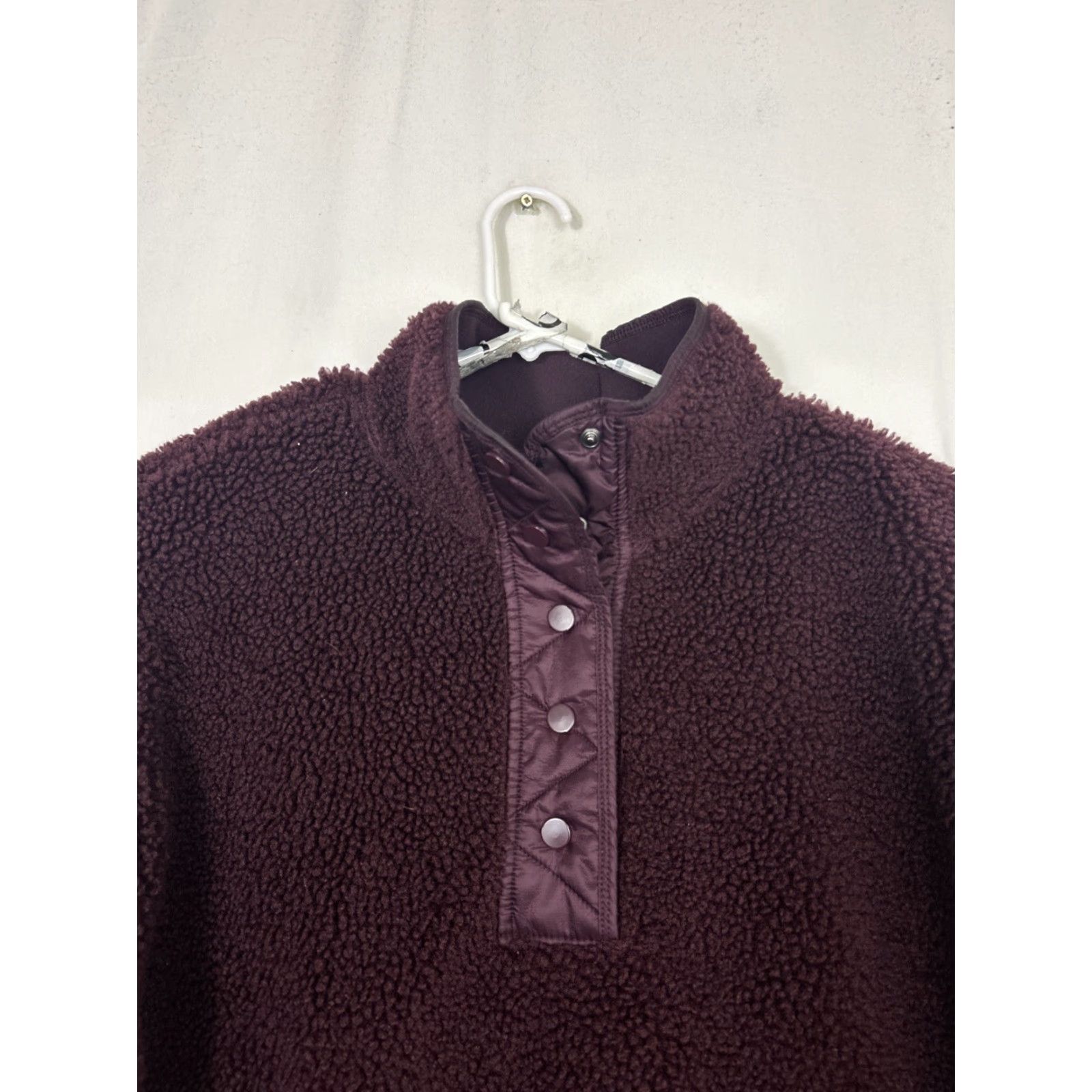 Athleta Athleta Sweatshirt Womens XL Maroon Sherpa Cozy Pullover Snap Jacket oldal Size XL / US 12-14 / IT 48-50 - 3 Thumbnail