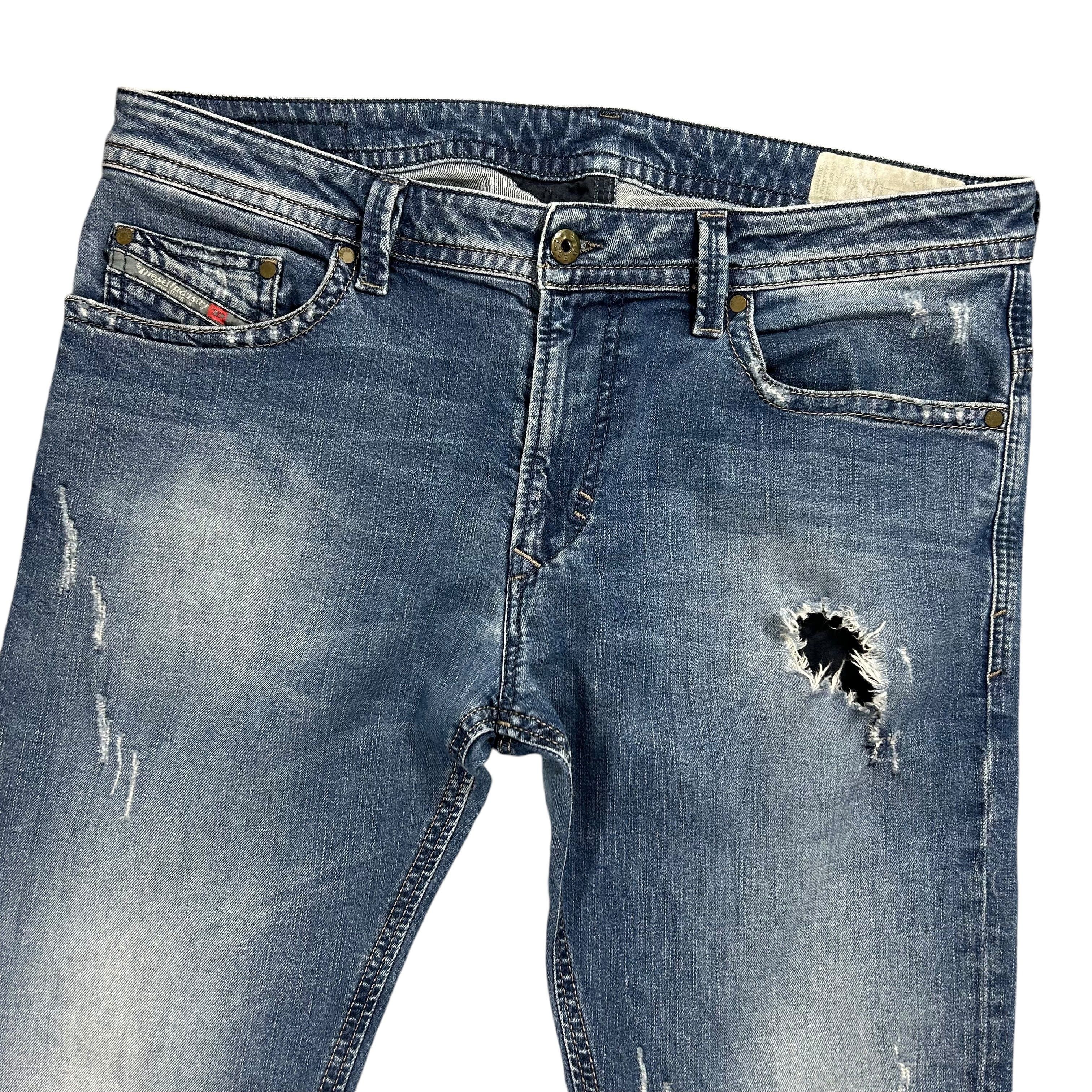 Diesel Diesel Thavar Slim Skinny Blue Ripped Denim Jeans W34L32 Size US 34 / EU 50 - 3 Thumbnail